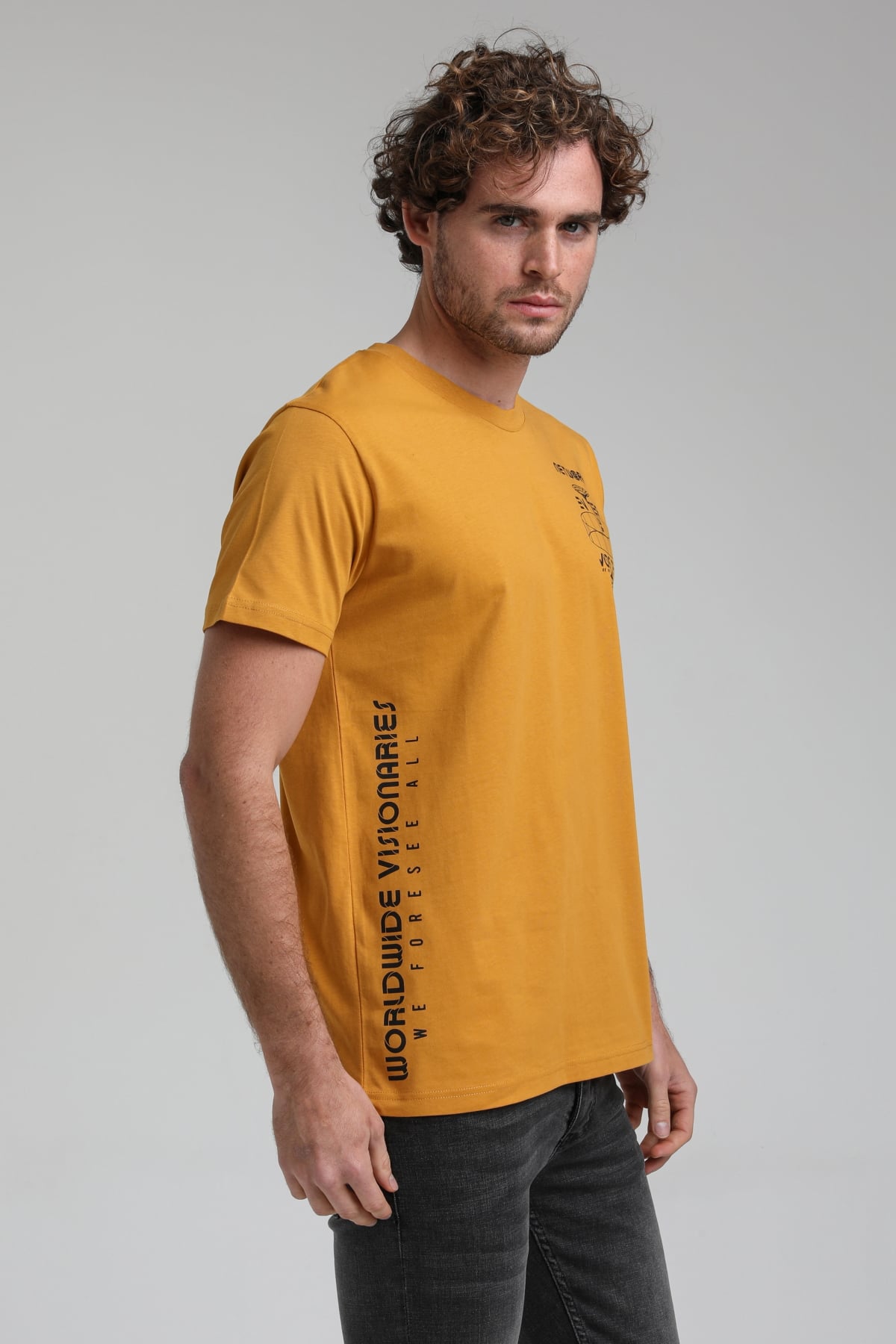 New World Polo Bisiklet Yaka Hardal Slim Fit Tişört 23SSM20299