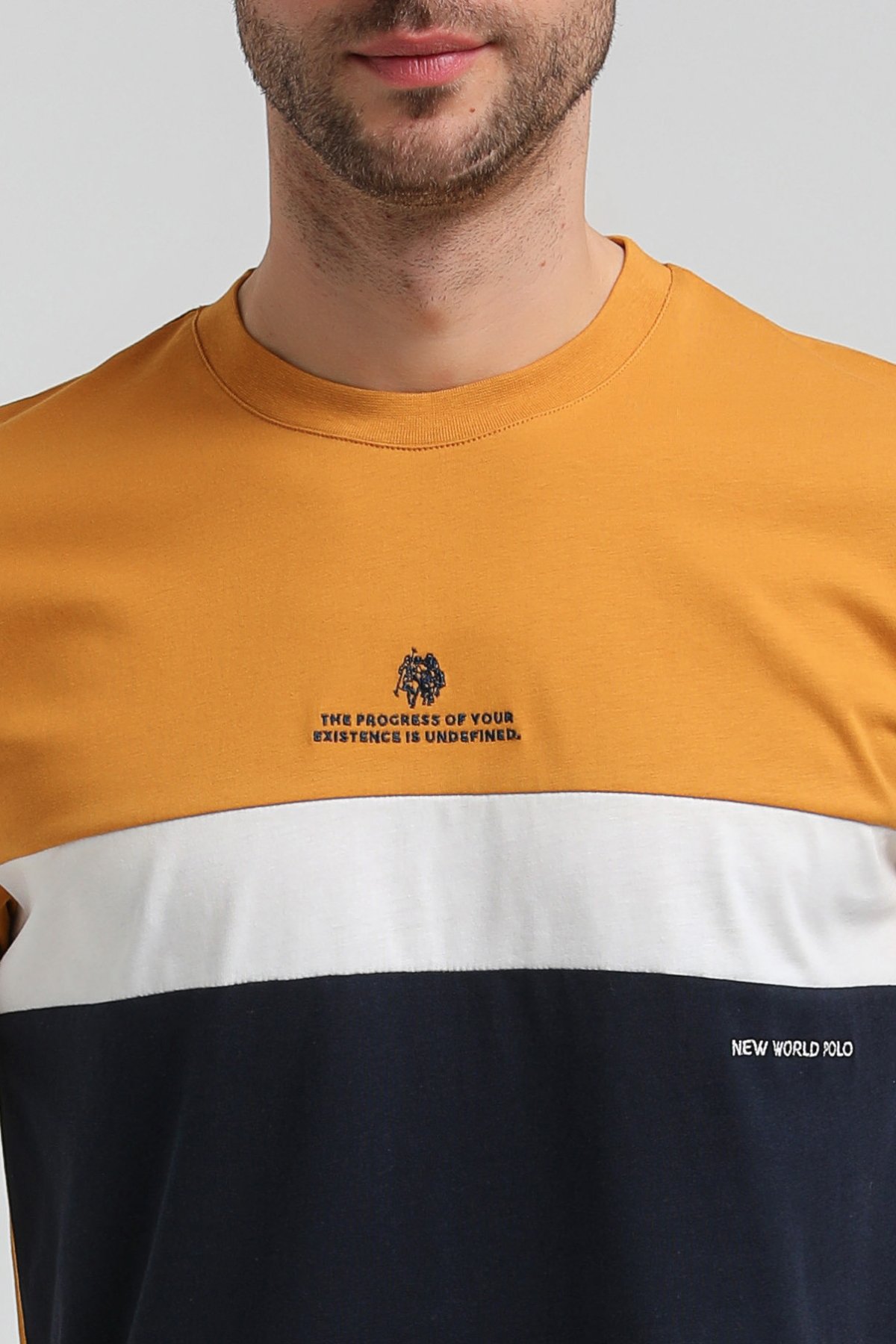 New World Polo Bisiklet Yaka Hardal Slim Fit Tişört 23SSM20319
