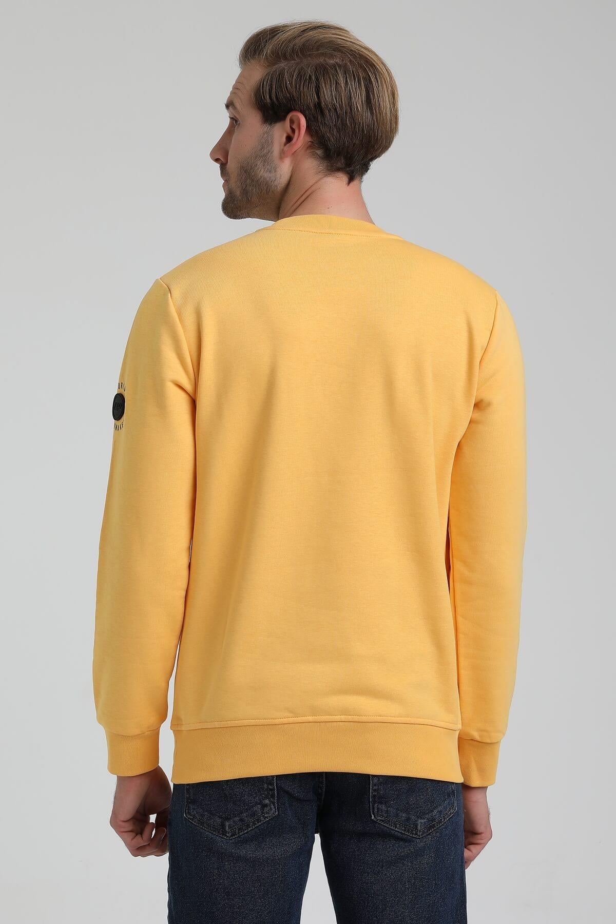 New World Polo Bisiklet Yaka Hardal Slim Fit Sweatshirt 22FWM60120