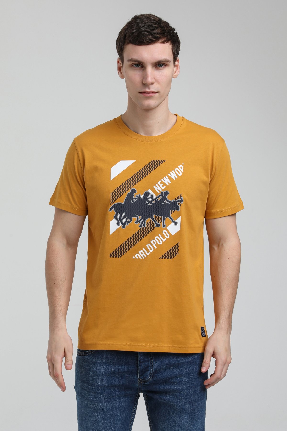 New World Polo Bisiklet Yaka Hardal Slim Fit Tişört 23SSM20296