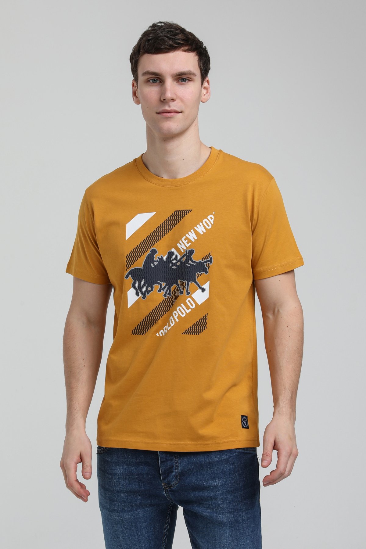 New World Polo Bisiklet Yaka Hardal Slim Fit Tişört 23SSM20296