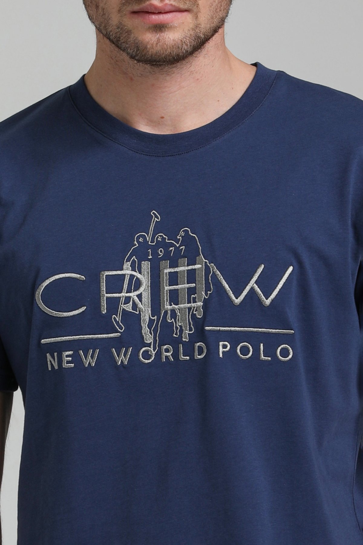 New World Polo Bisiklet Yaka İndigo Regular Custom Tişört 23SSM20290