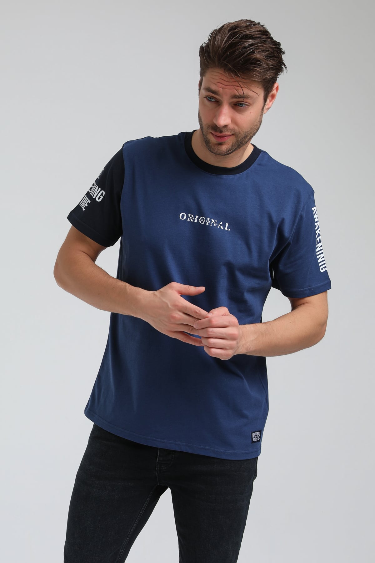 New World Polo Bisiklet Yaka İndigo Slim Fit Tişört 23SSM20317
