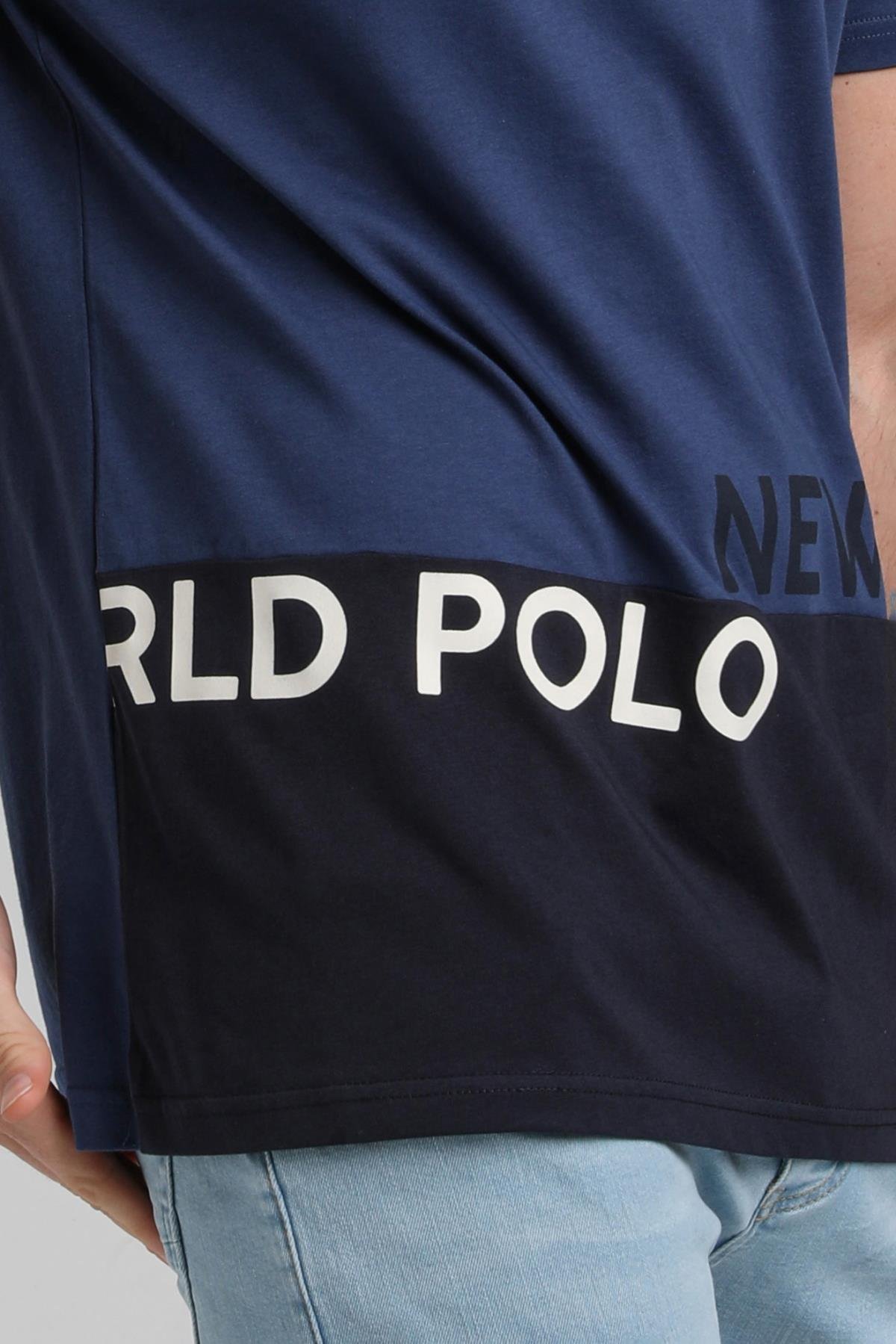 New World Polo Bisiklet Yaka İndigo Slim Fit Tişört 23SSM20310