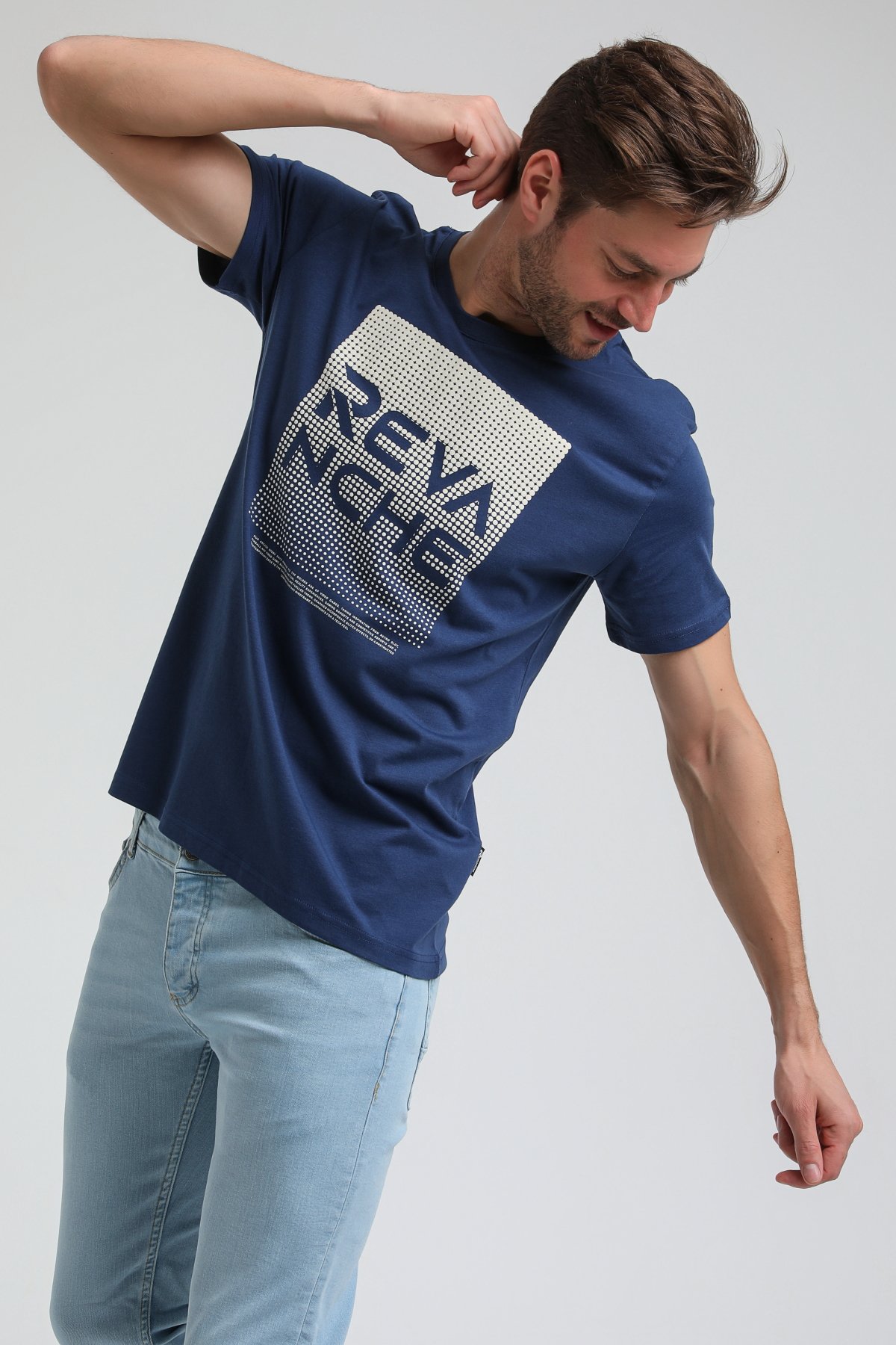 New World Polo Bisiklet Yaka İndigo Slim Fit Tişört 23SSM20312
