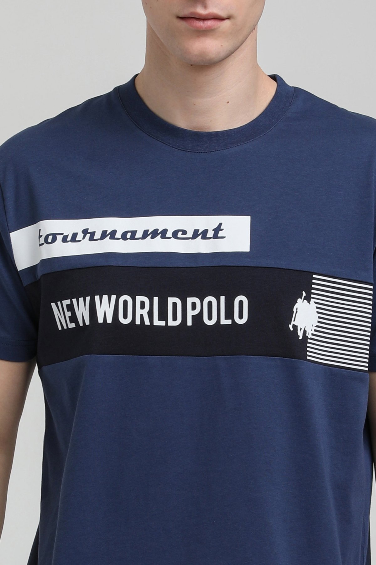New World Polo Bisiklet Yaka İndigo Slim Fit Tişört 23SSM20325