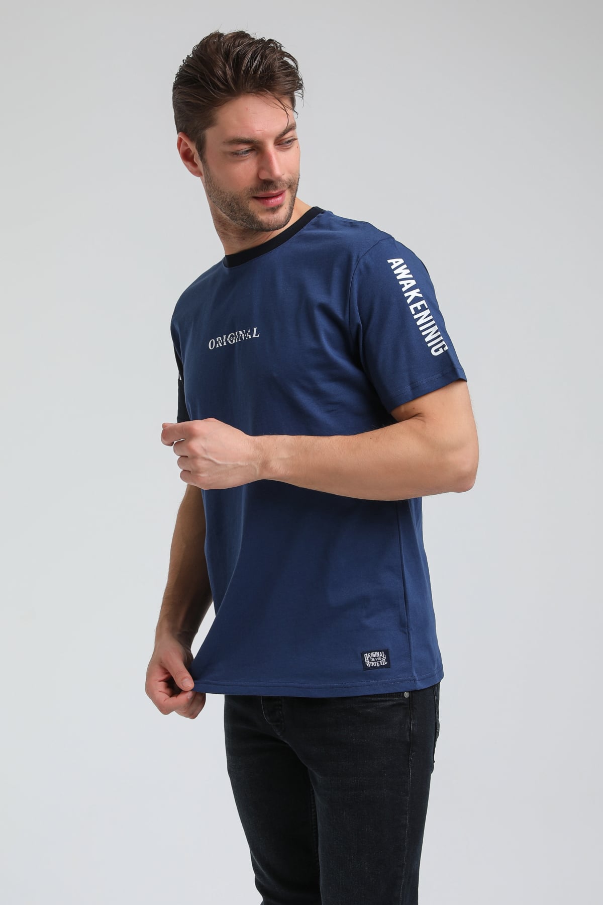 New World Polo Bisiklet Yaka İndigo Slim Fit Tişört 23SSM20317