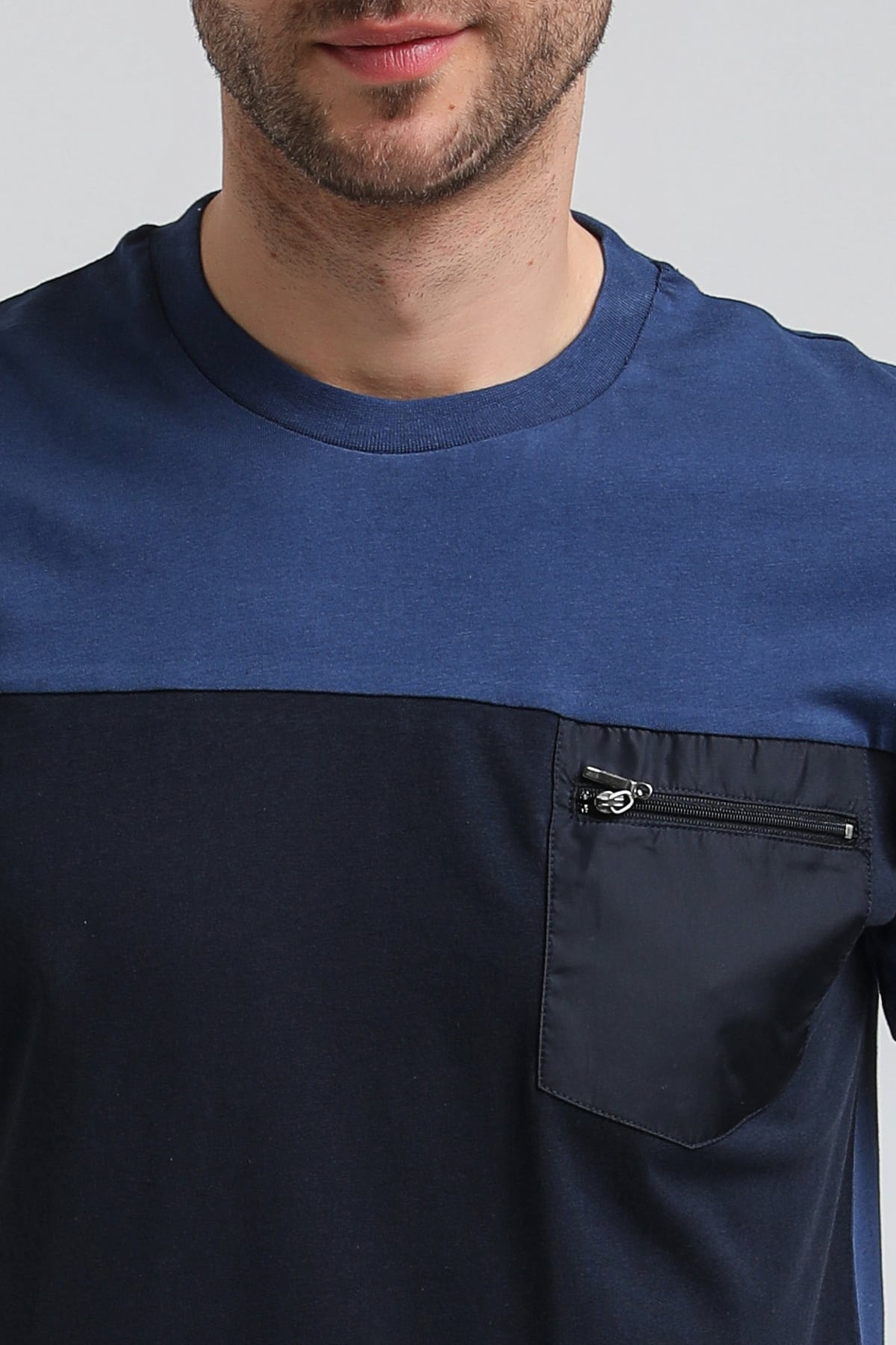 New World Polo Bisiklet Yaka İndigo Slim Fit Tişört 23SSM20321