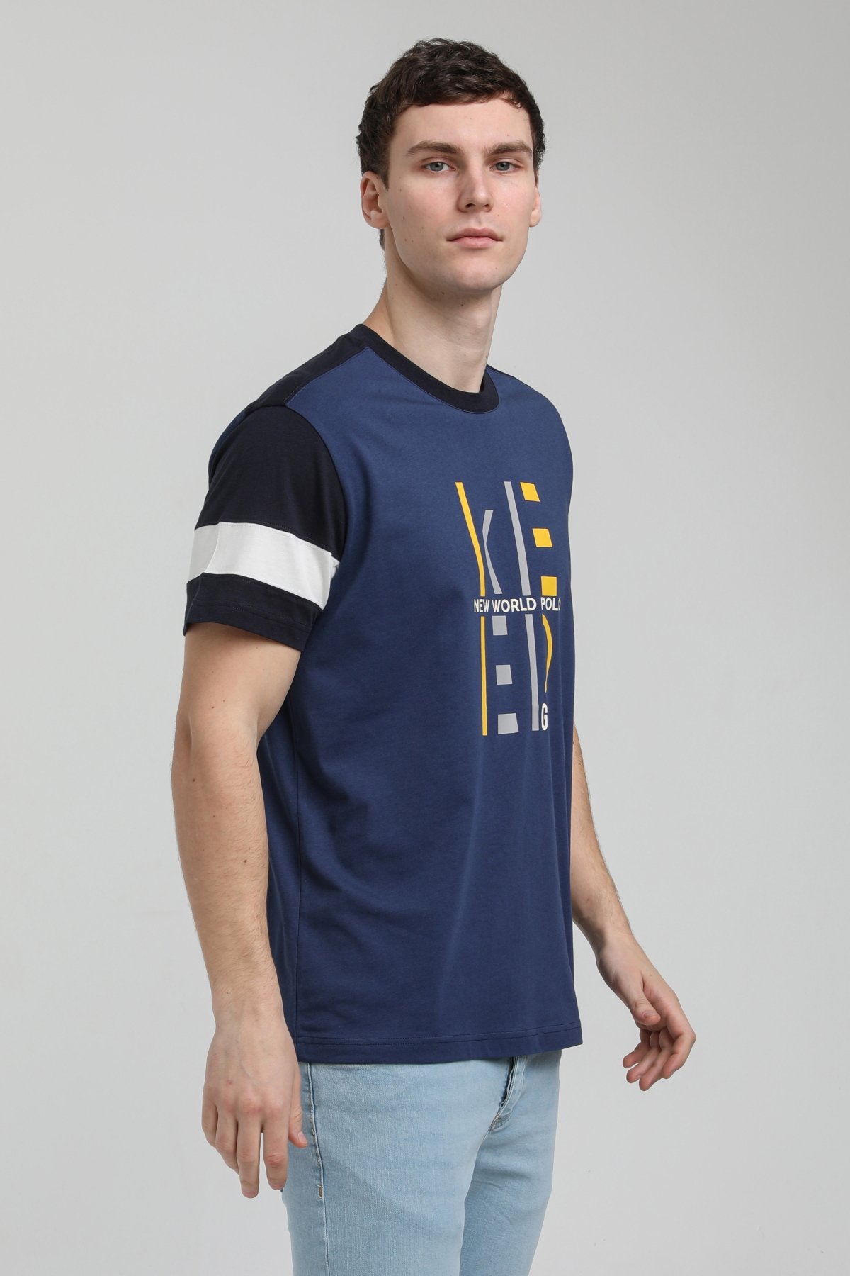 New World Polo Bisiklet Yaka İndigo Slim Fit Tişört 23SSM20323