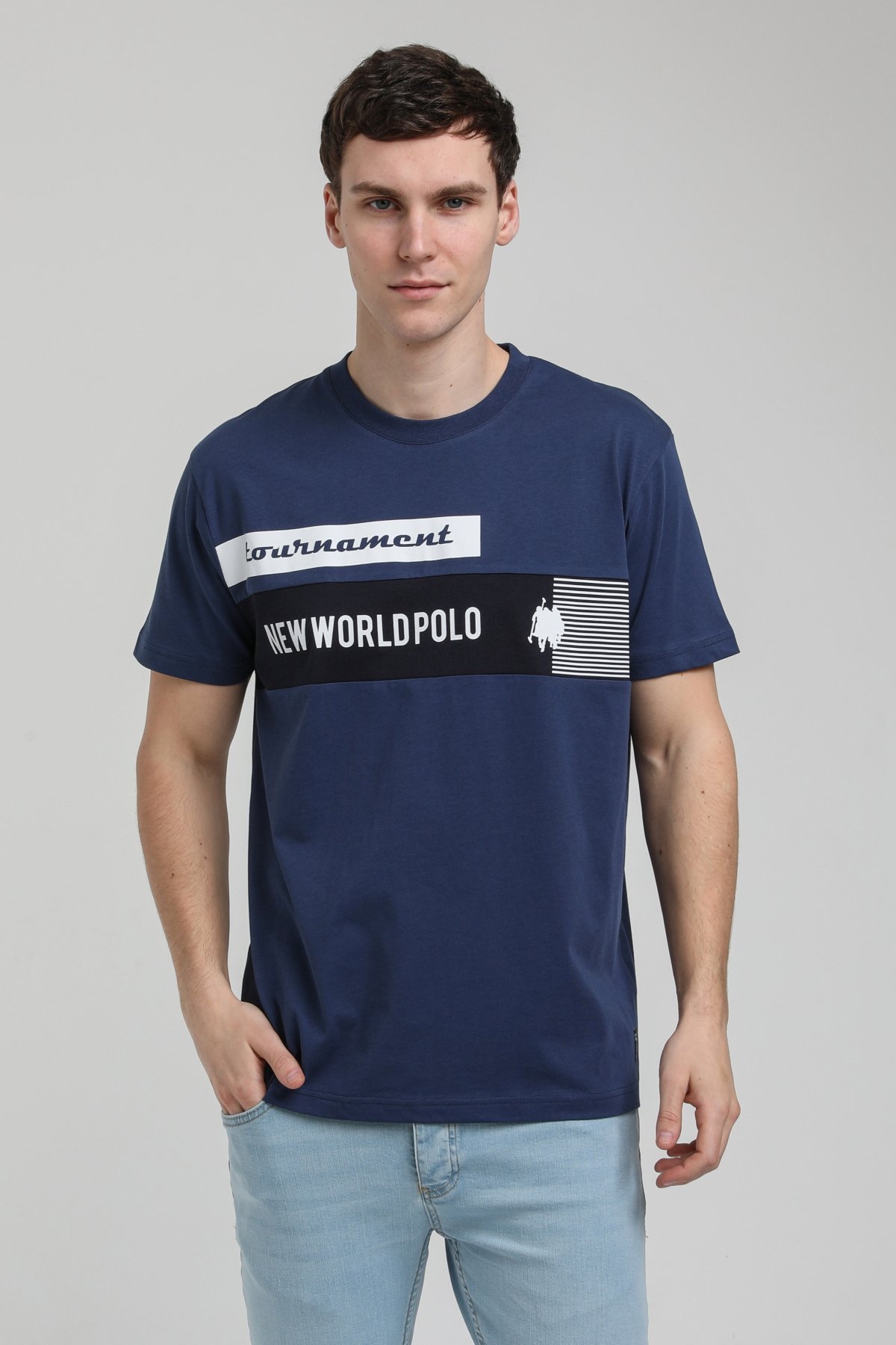 New World Polo Bisiklet Yaka İndigo Slim Fit Tişört 23SSM20325