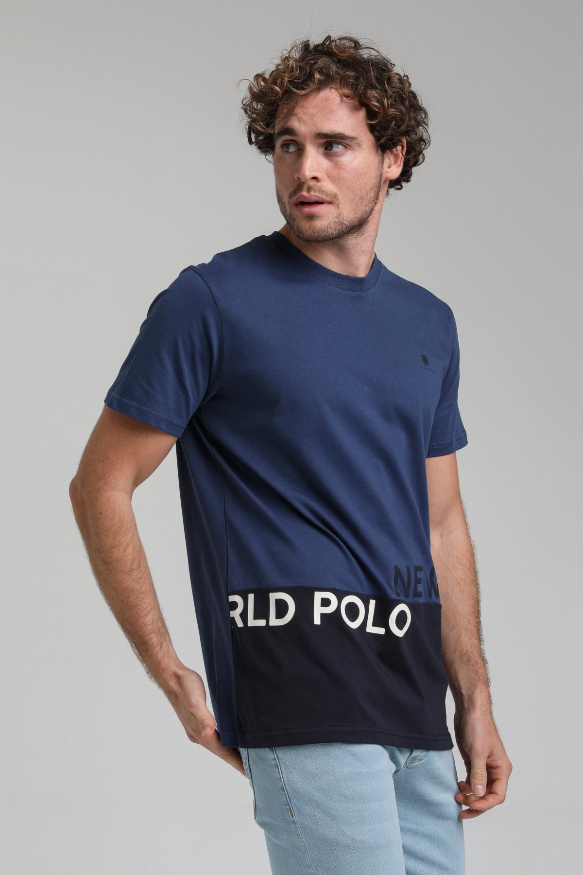 New World Polo Bisiklet Yaka İndigo Slim Fit Tişört 23SSM20310