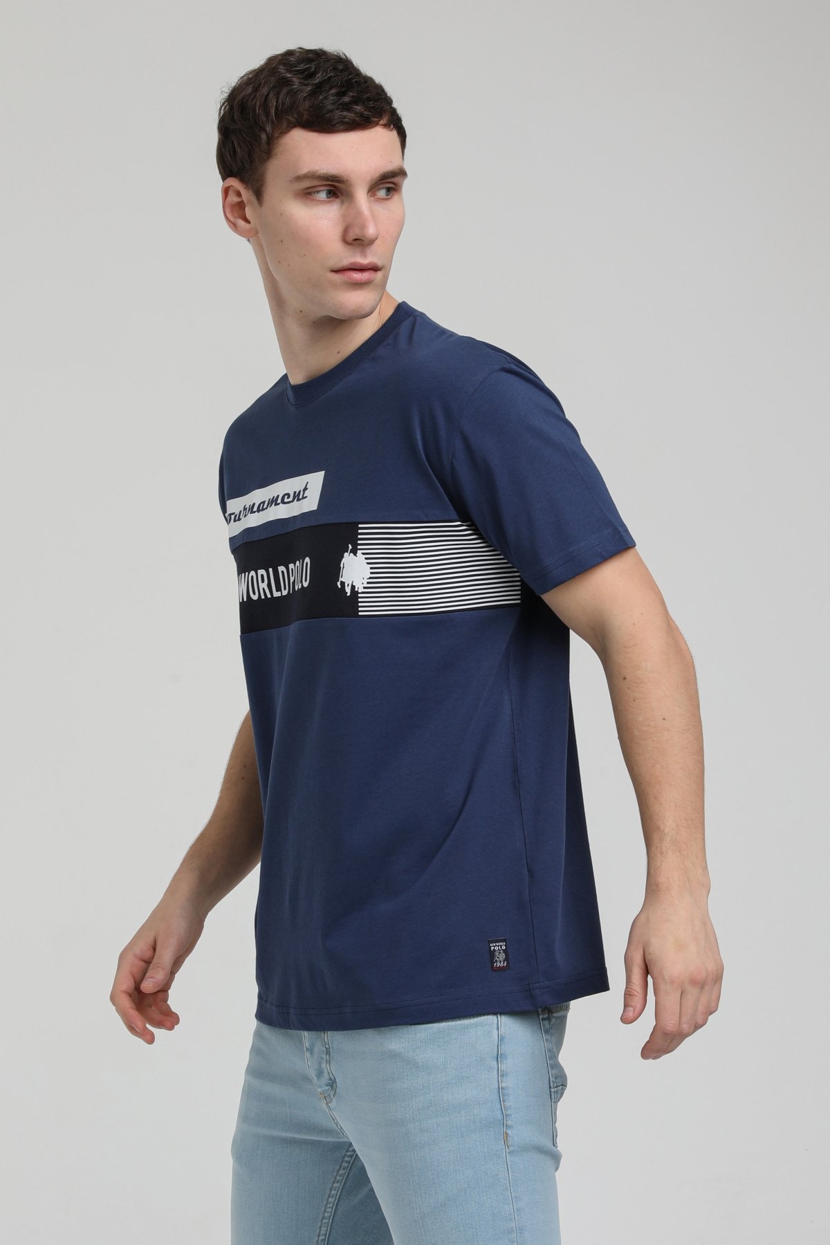 New World Polo Bisiklet Yaka İndigo Slim Fit Tişört 23SSM20325