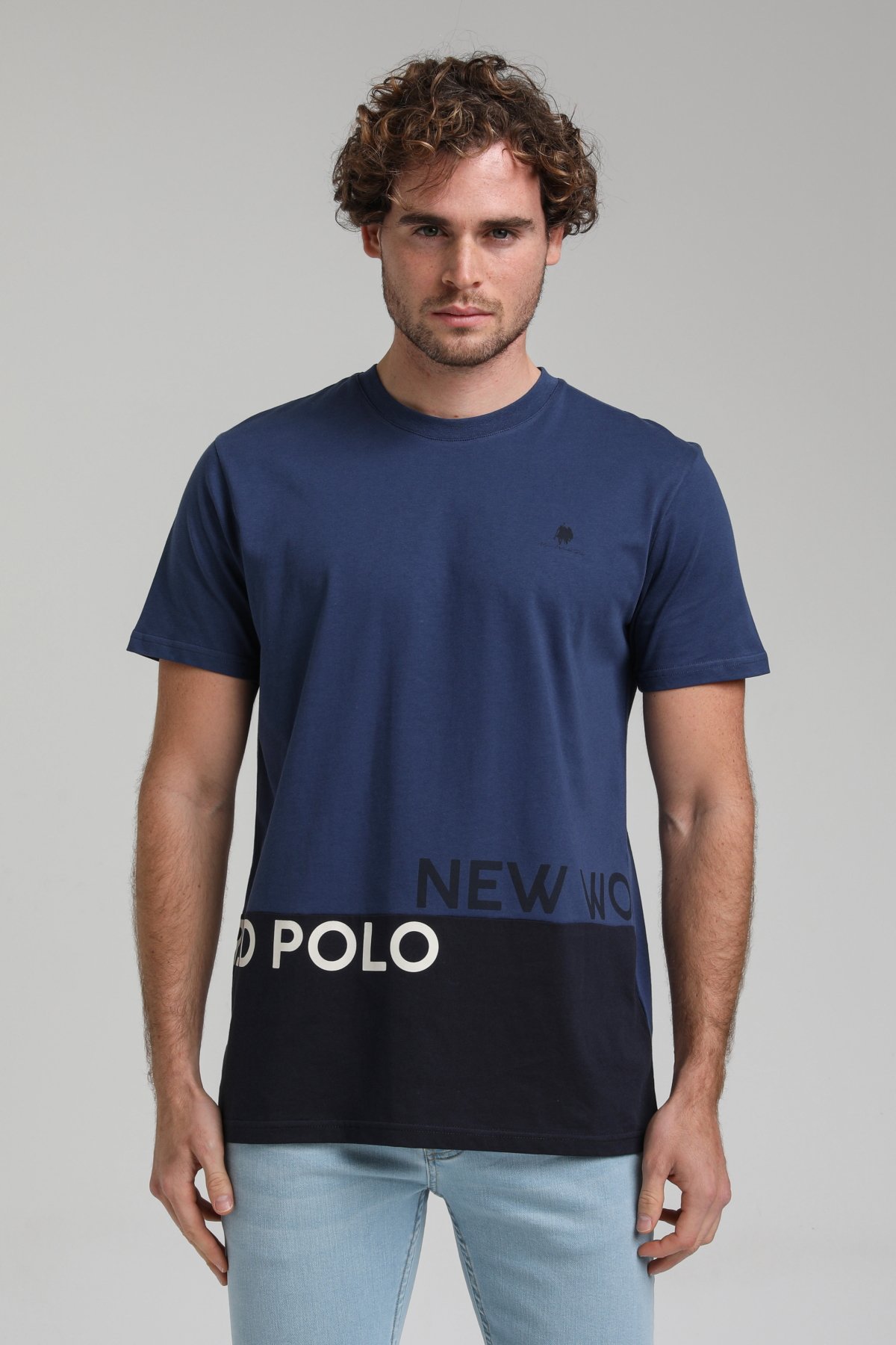 New World Polo Bisiklet Yaka İndigo Slim Fit Tişört 23SSM20310