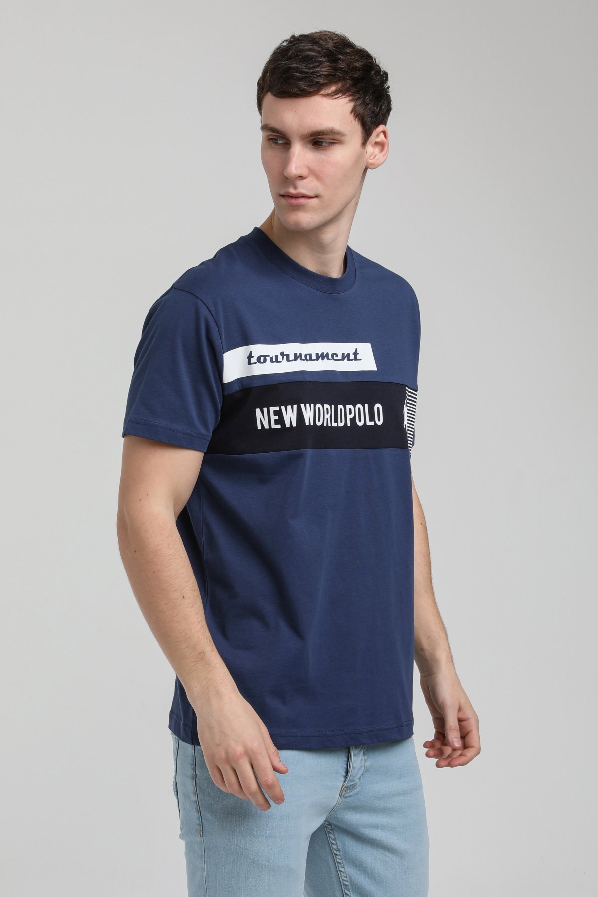 New World Polo Bisiklet Yaka İndigo Slim Fit Tişört 23SSM20325