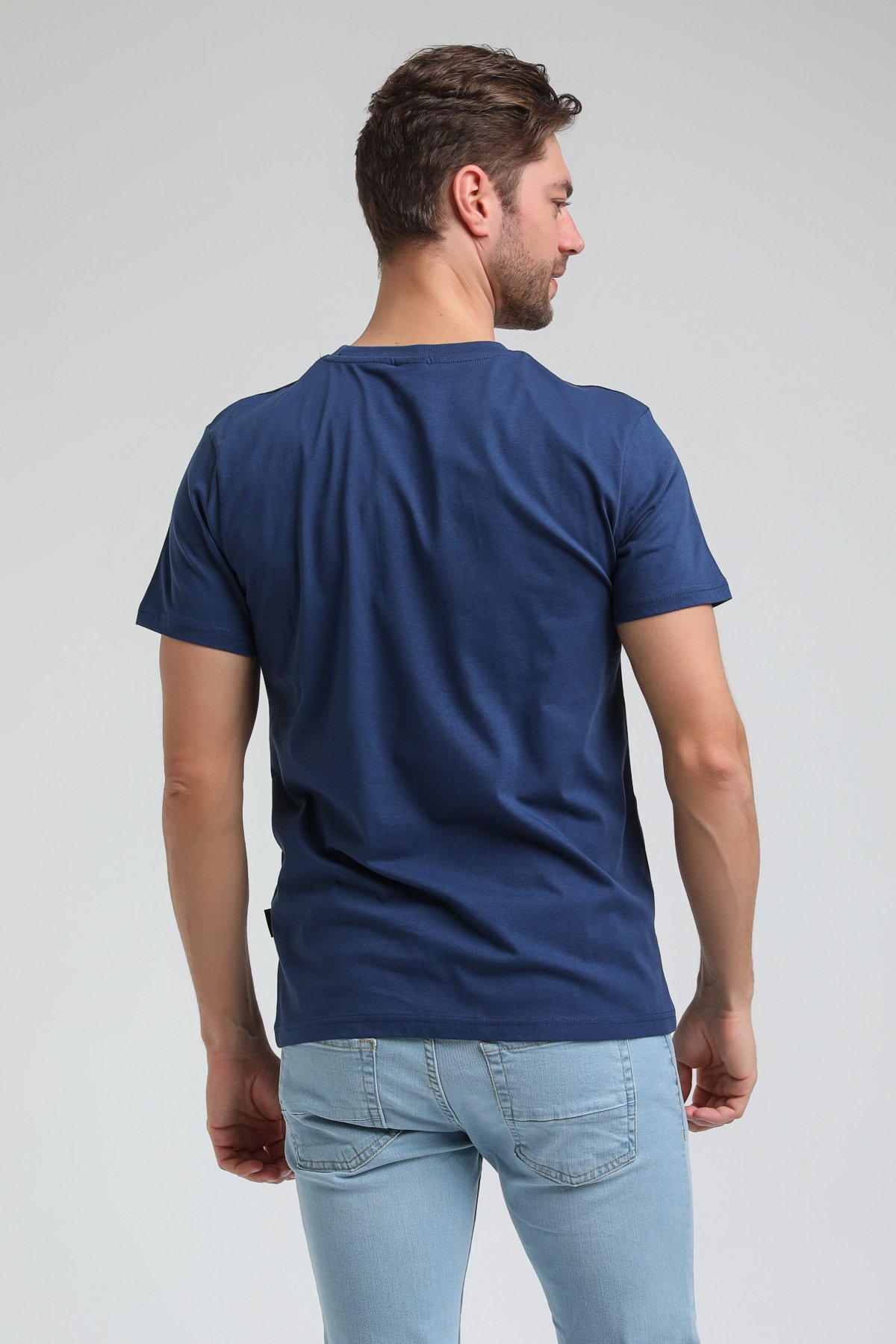 New World Polo Bisiklet Yaka İndigo Slim Fit Tişört 23SSM20312