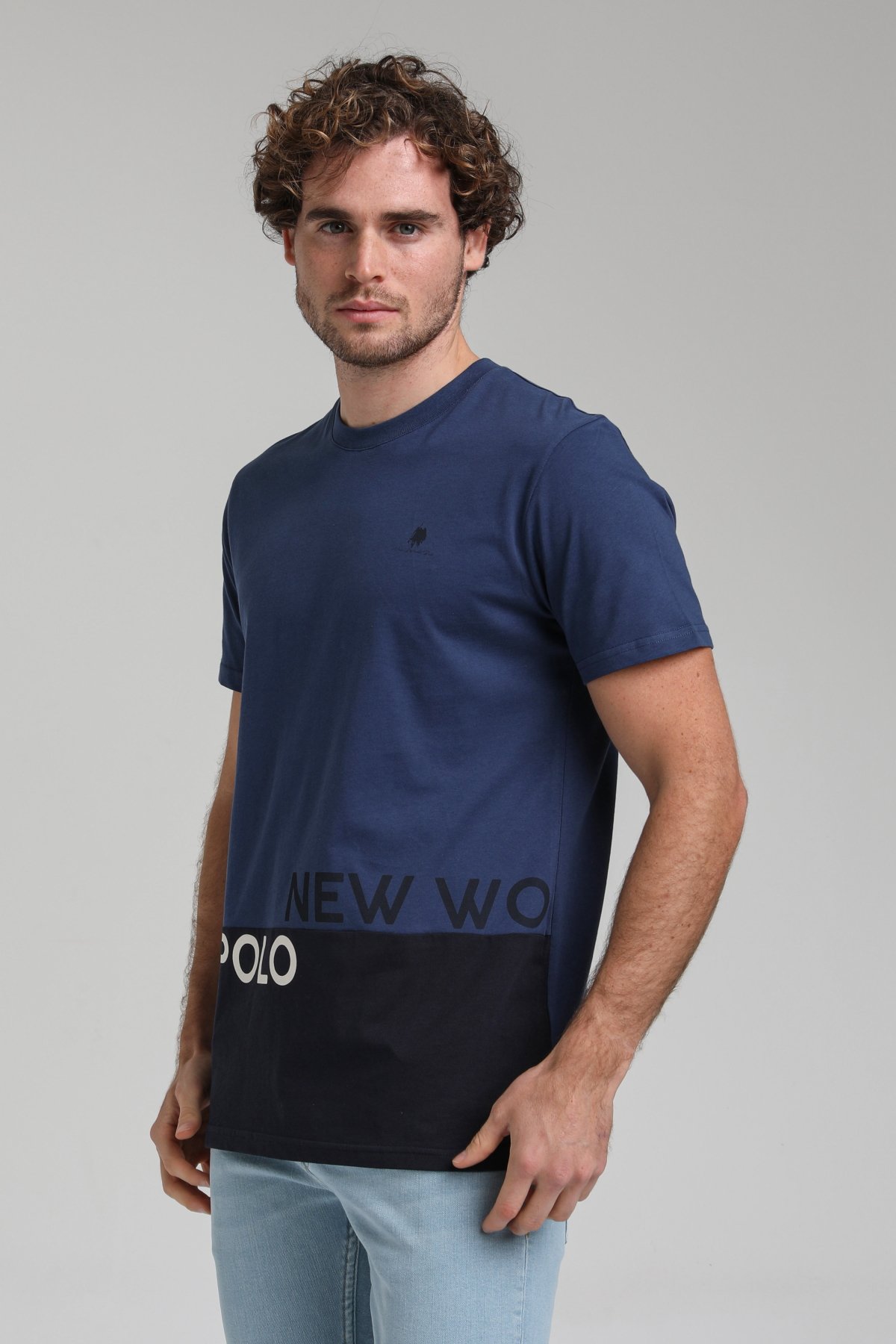 New World Polo Bisiklet Yaka İndigo Slim Fit Tişört 23SSM20310