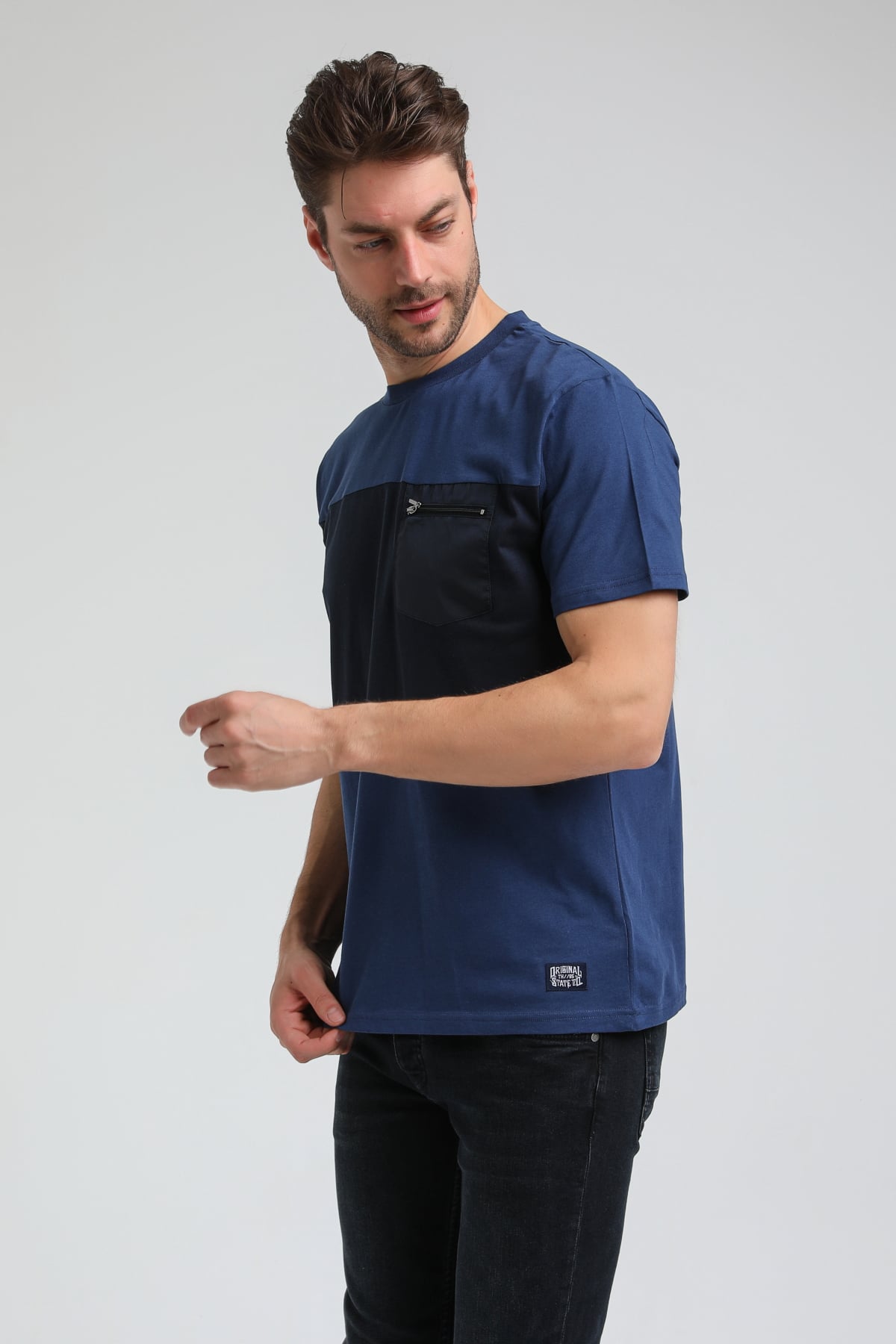New World Polo Bisiklet Yaka İndigo Slim Fit Tişört 23SSM20321