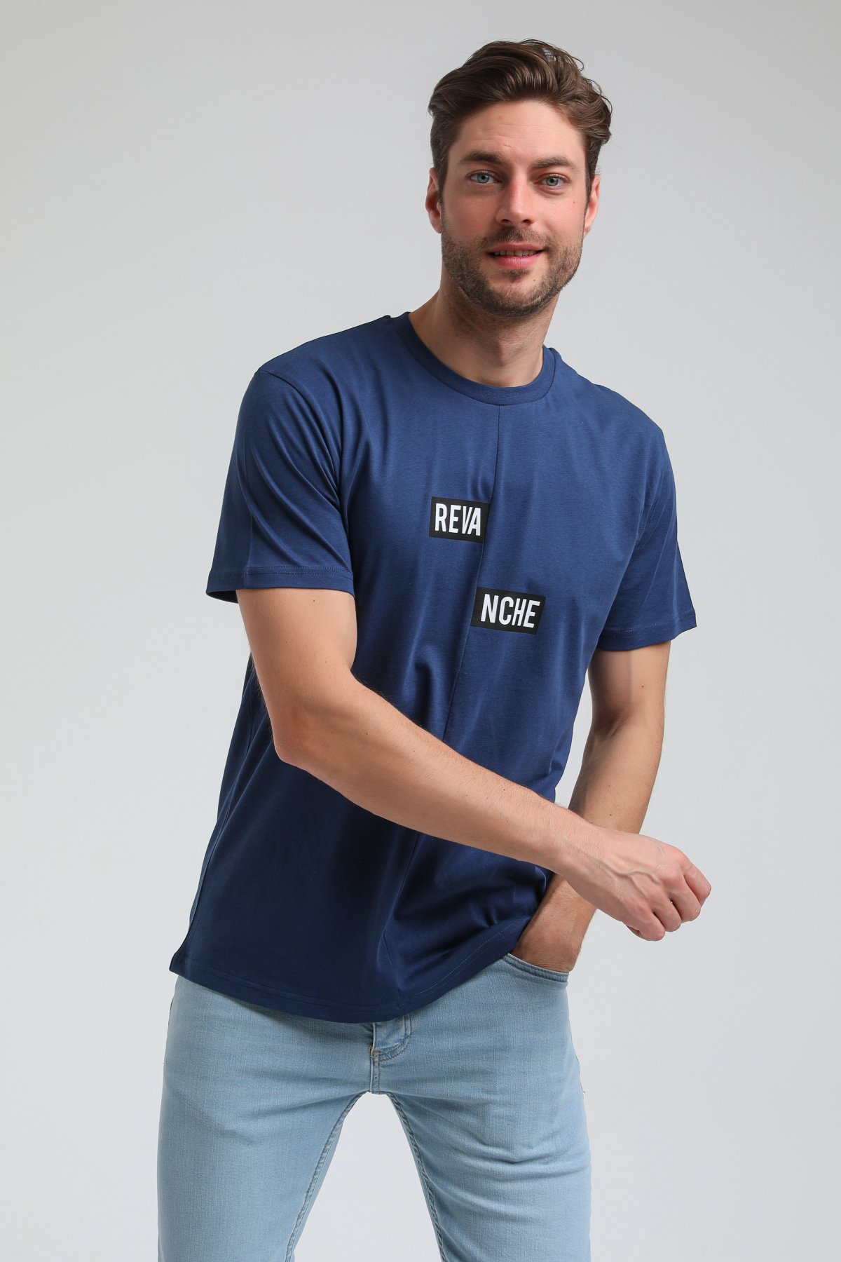 New World Polo Bisiklet Yaka İndigo Slim Fit Tişört 23SSM20289