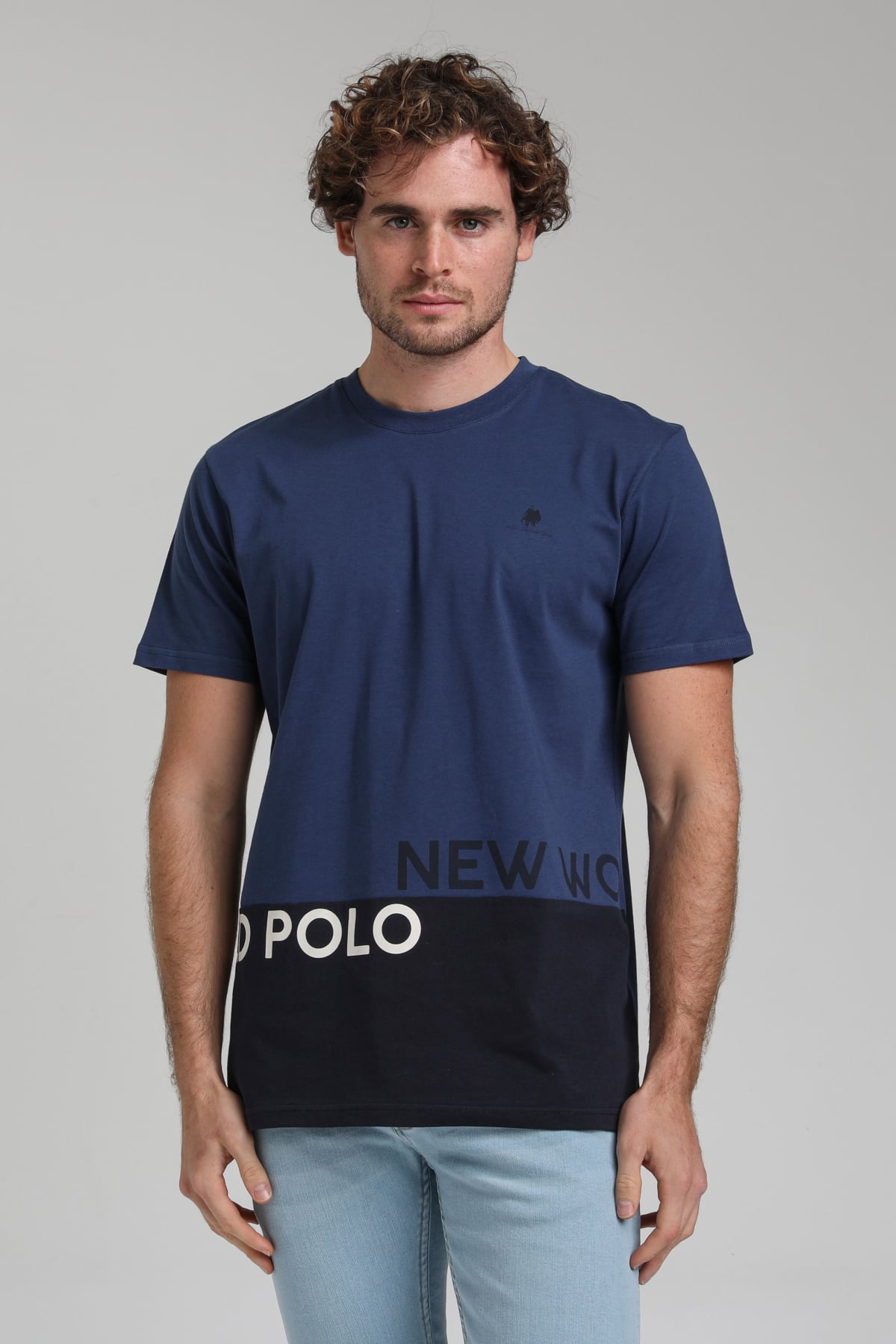 New World Polo Bisiklet Yaka İndigo Slim Fit Tişört 23SSM20310