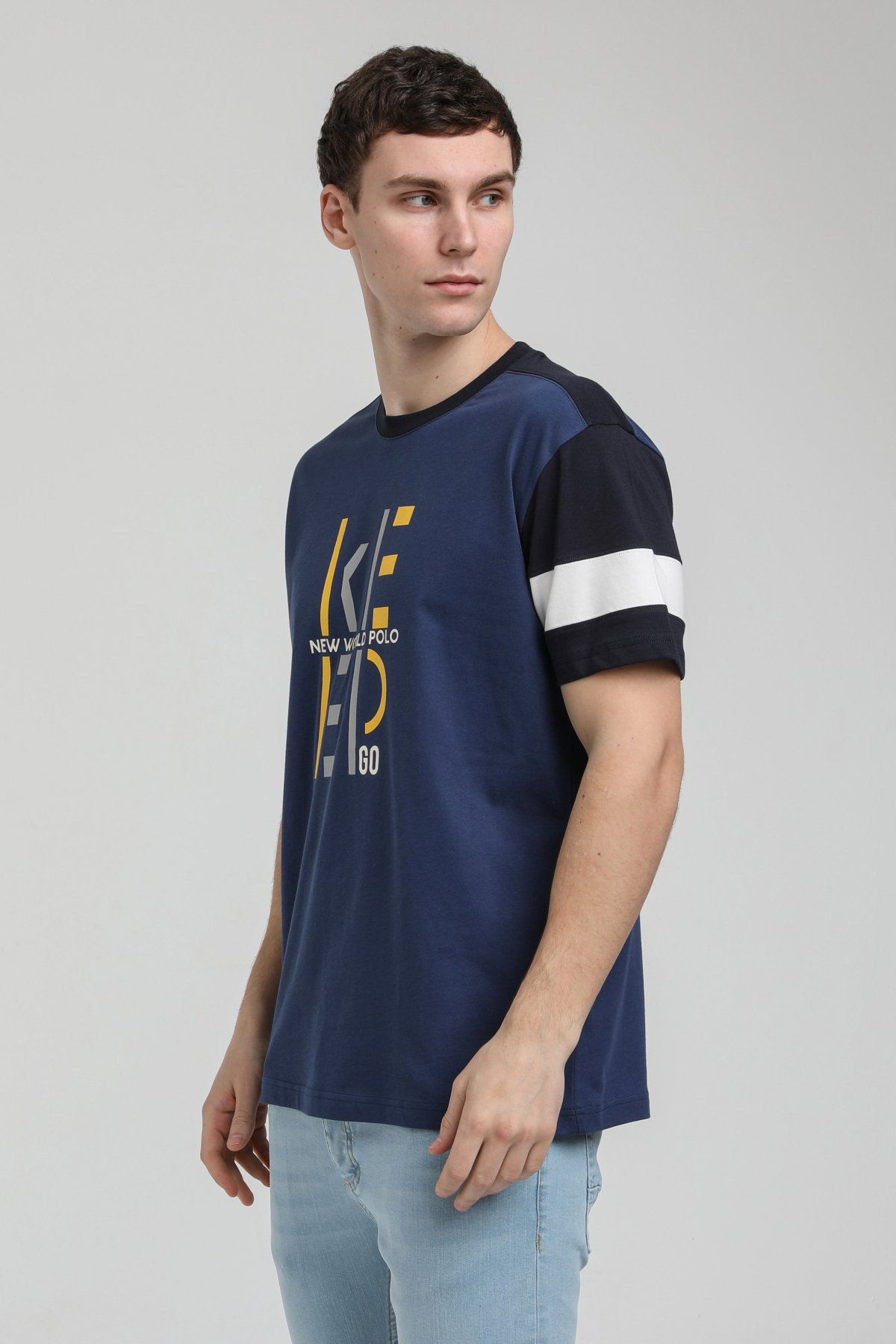 New World Polo Bisiklet Yaka İndigo Slim Fit Tişört 23SSM20323
