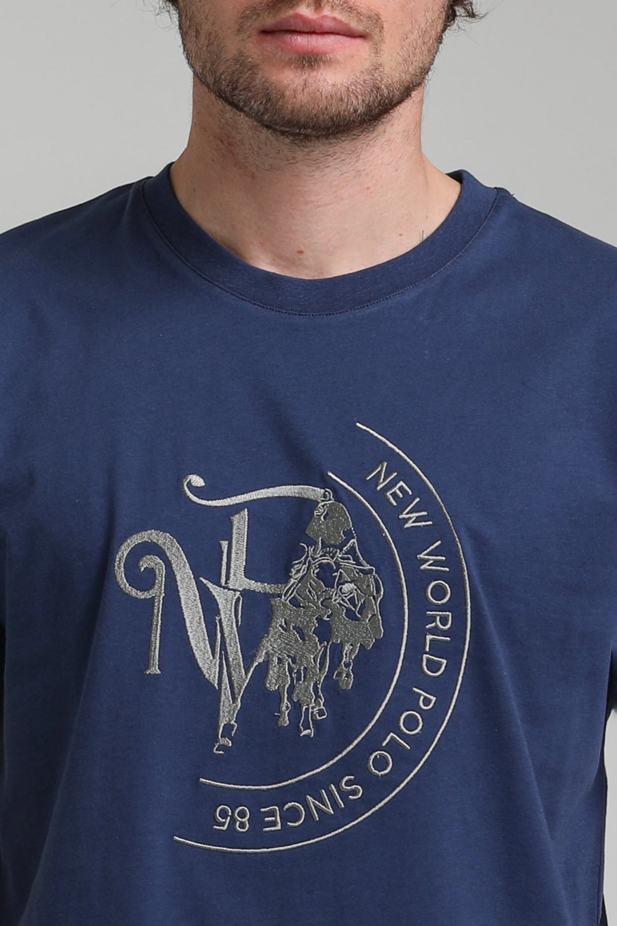 New World Polo Bisiklet Yaka İndigo Slim Fit Tişört 23SSM20293