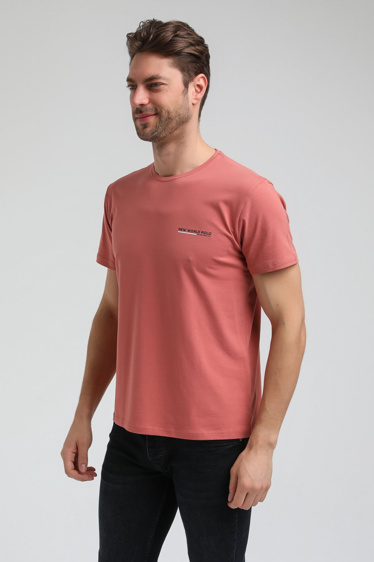 New World Polo Bisiklet Yaka Kestane Regular Custom Tişört 23SSM20353