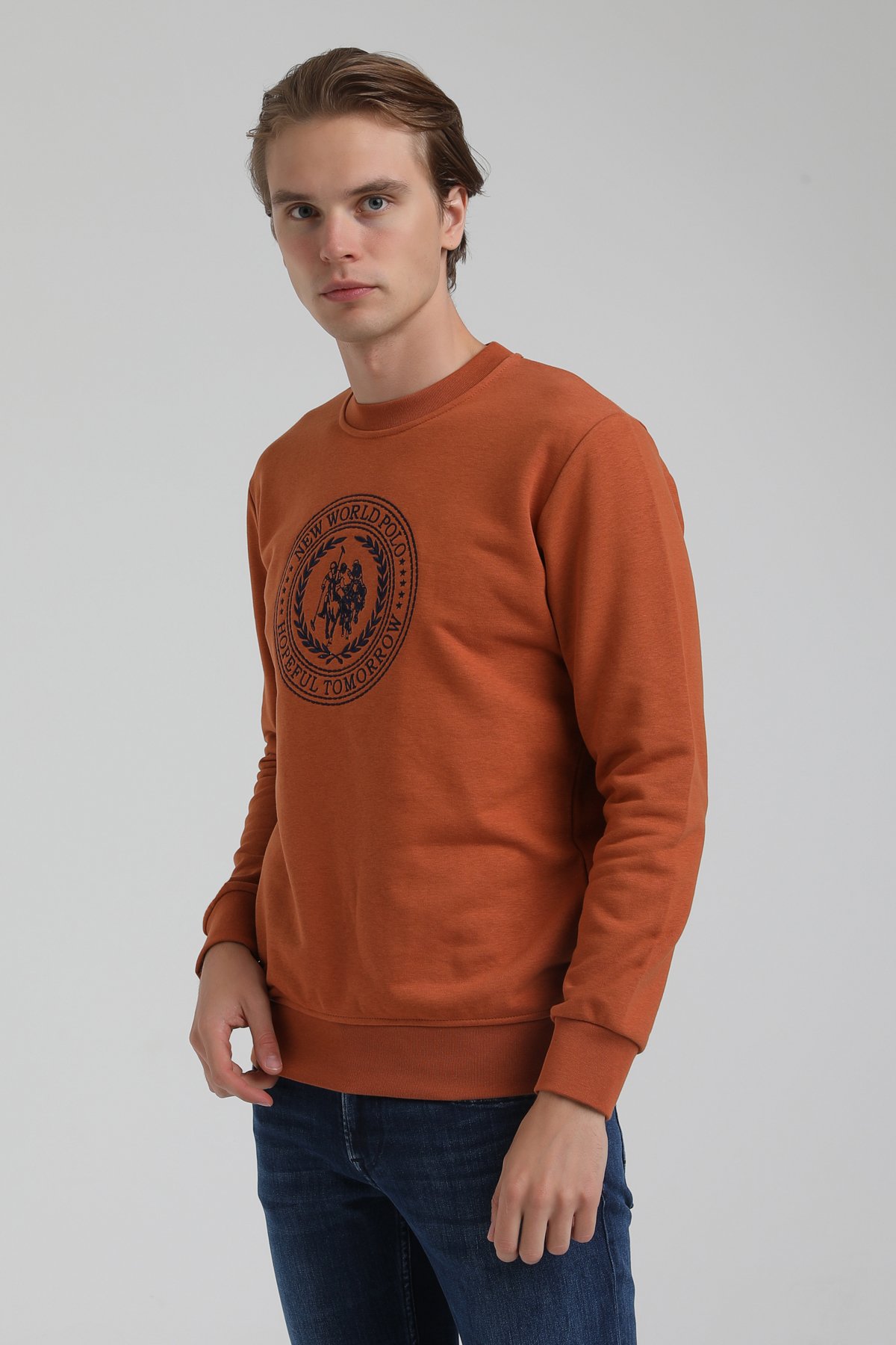 New World Polo Bisiklet Yaka Kiremit Regular Sweatshirt 22FWM60118