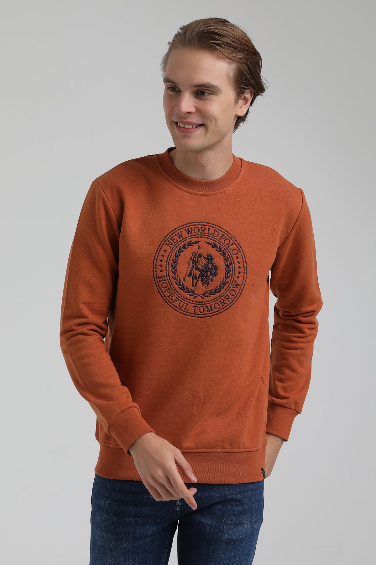 New World Polo Bisiklet Yaka Kiremit Regular Sweatshirt 22FWM60118