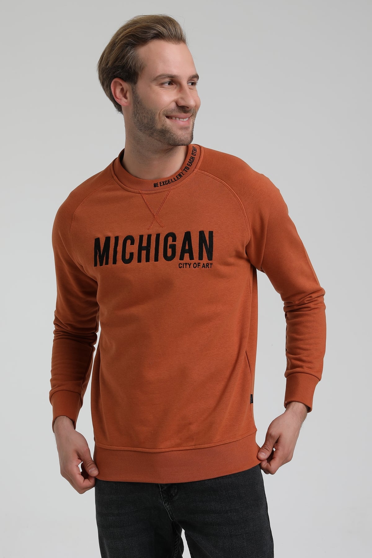 New World Polo Bisiklet Yaka Kiremit Slim Fit Sweatshirt 22FWM60135