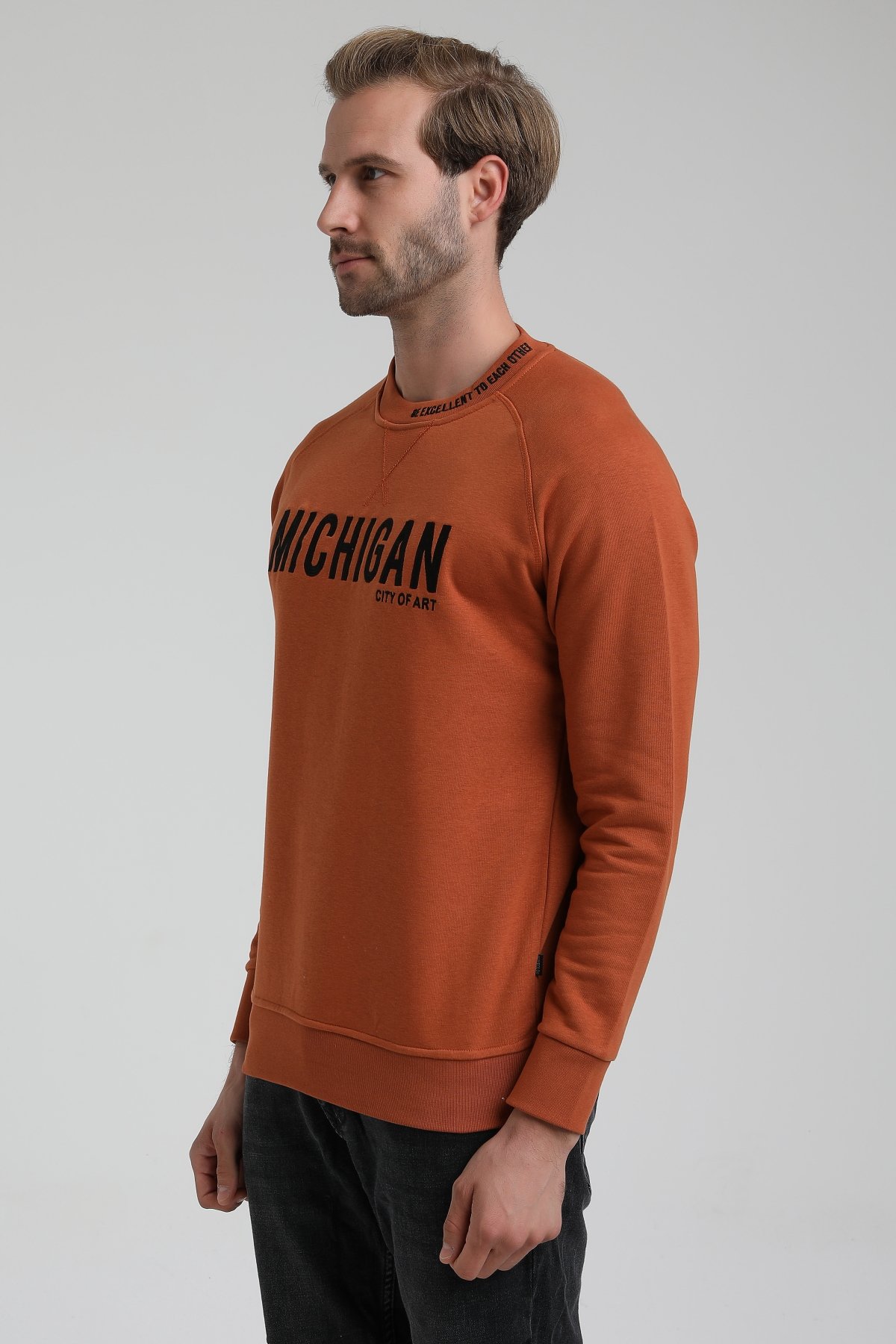 New World Polo Bisiklet Yaka Kiremit Slim Fit Sweatshirt 22FWM60135