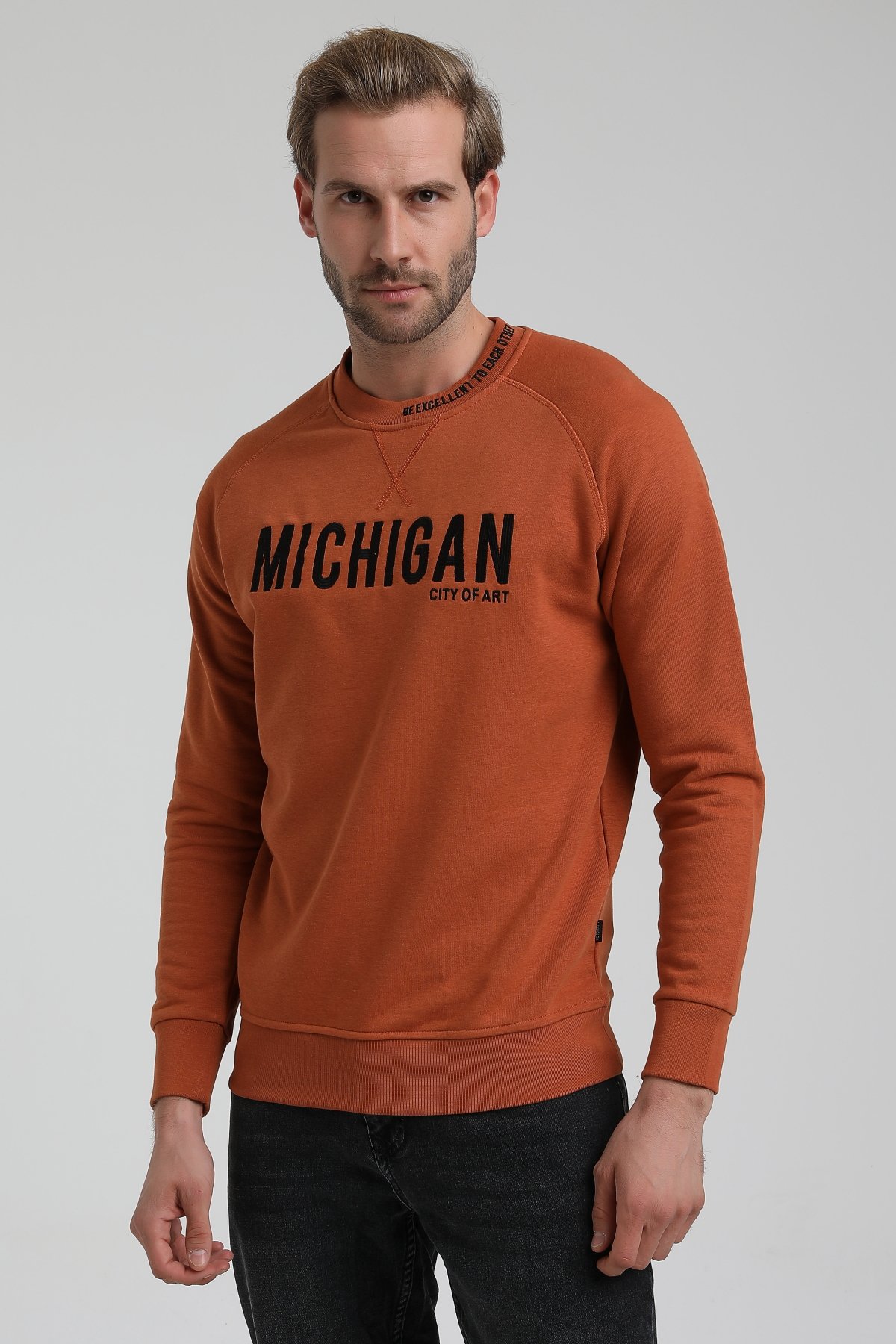 New World Polo Bisiklet Yaka Kiremit Slim Fit Sweatshirt 22FWM60135