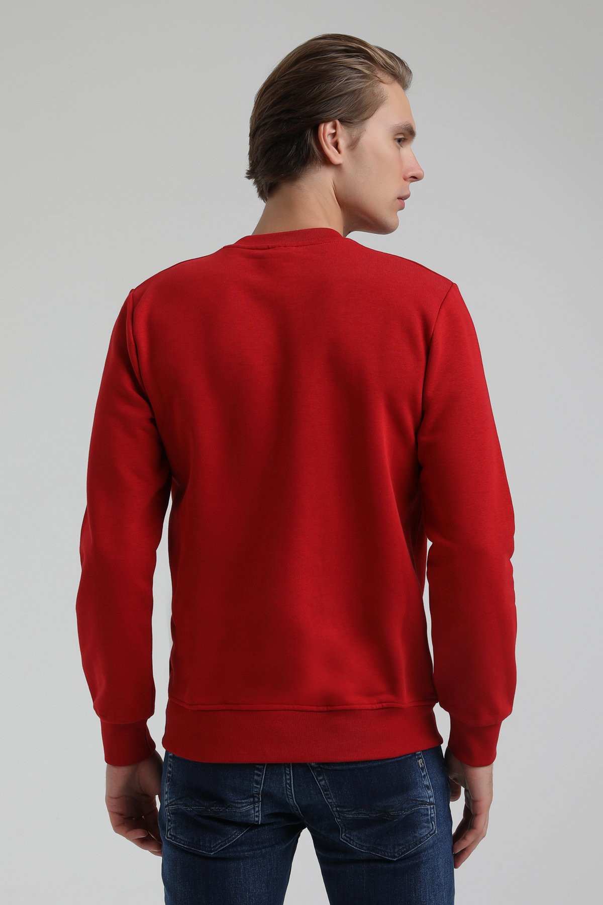 New World Polo Bisiklet Yaka Kırmızı Regular Sweatshirt 22FWM60124