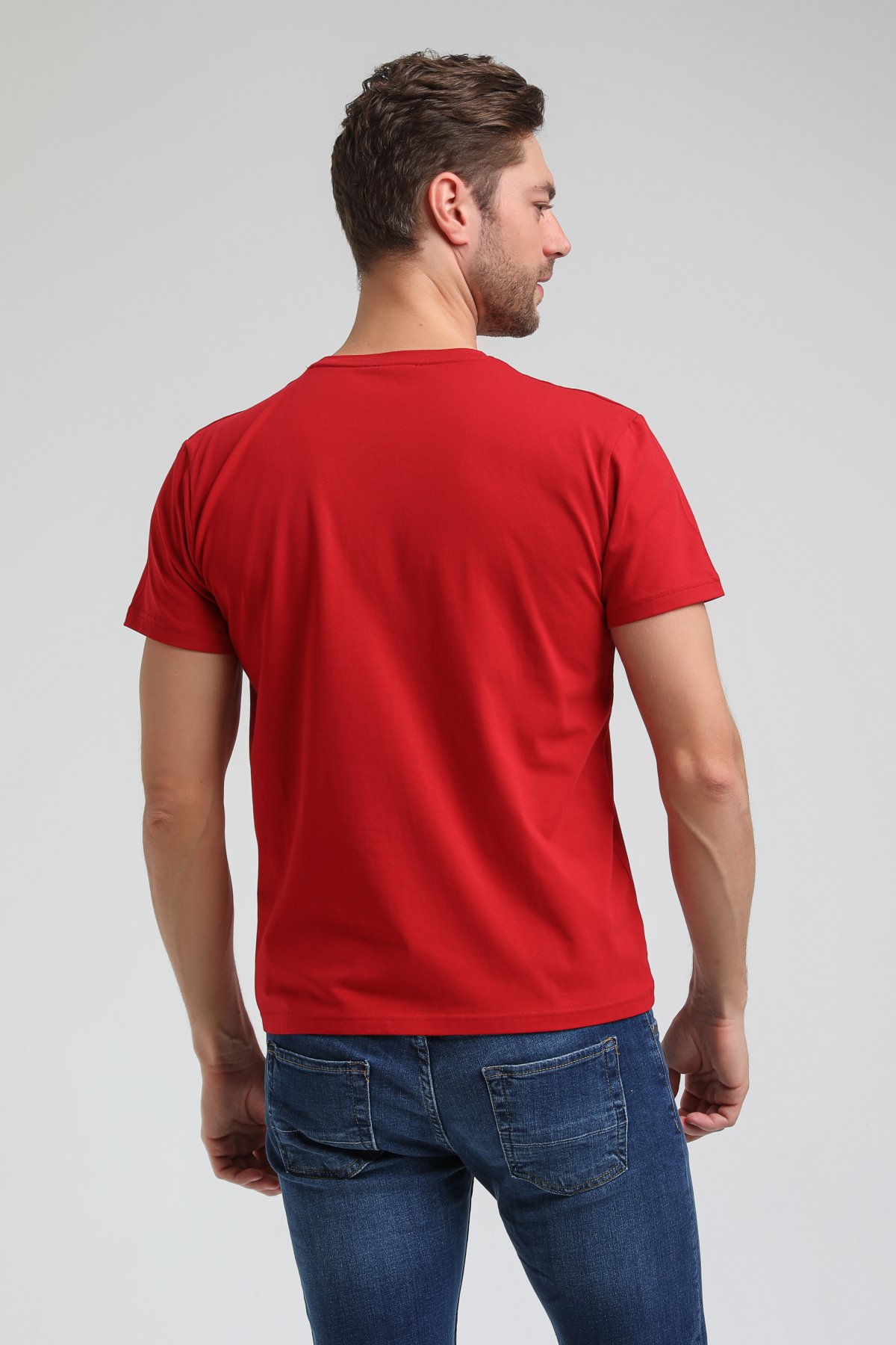 New World Polo Bisiklet Yaka Kırmızı Regular Custom Tişört 23SSM20352