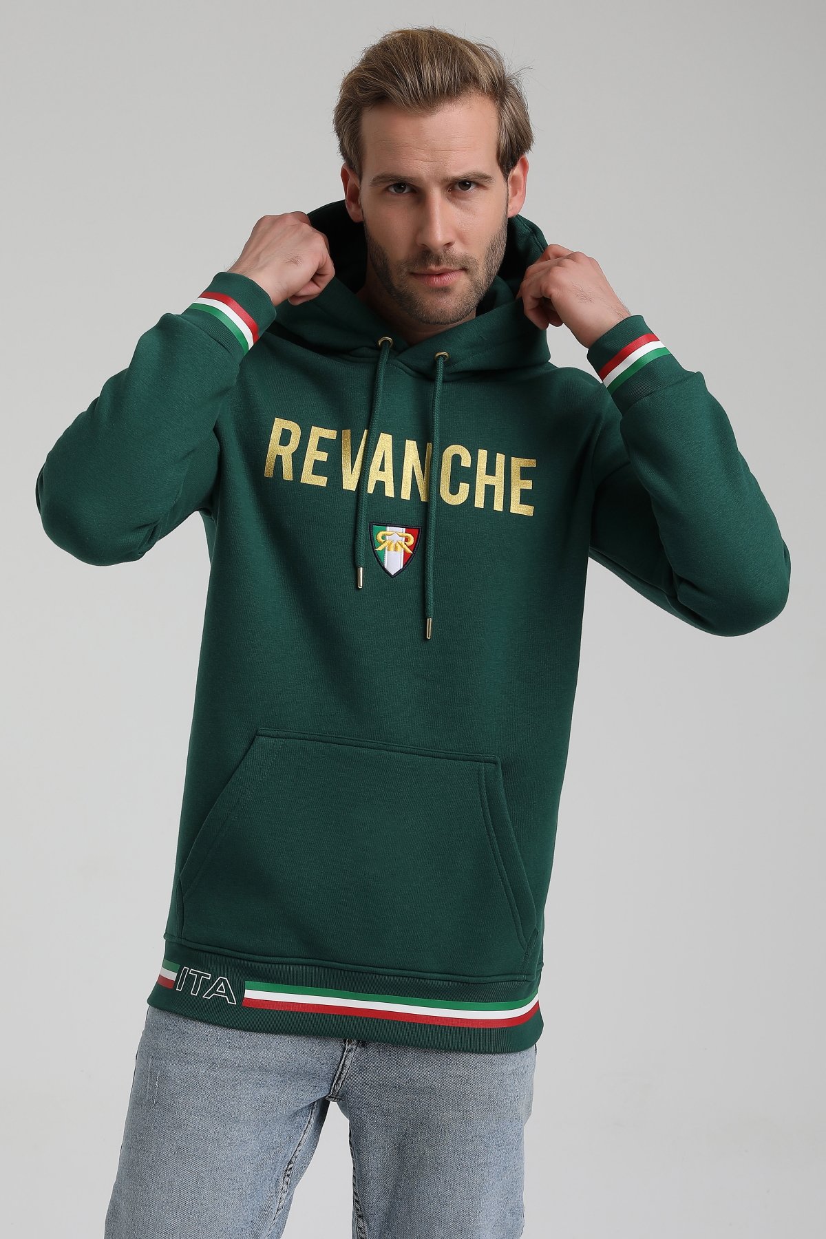 New World Polo Bisiklet Yaka Koyu Yeşil Slim Fit Sweatshirt 22FWM64036