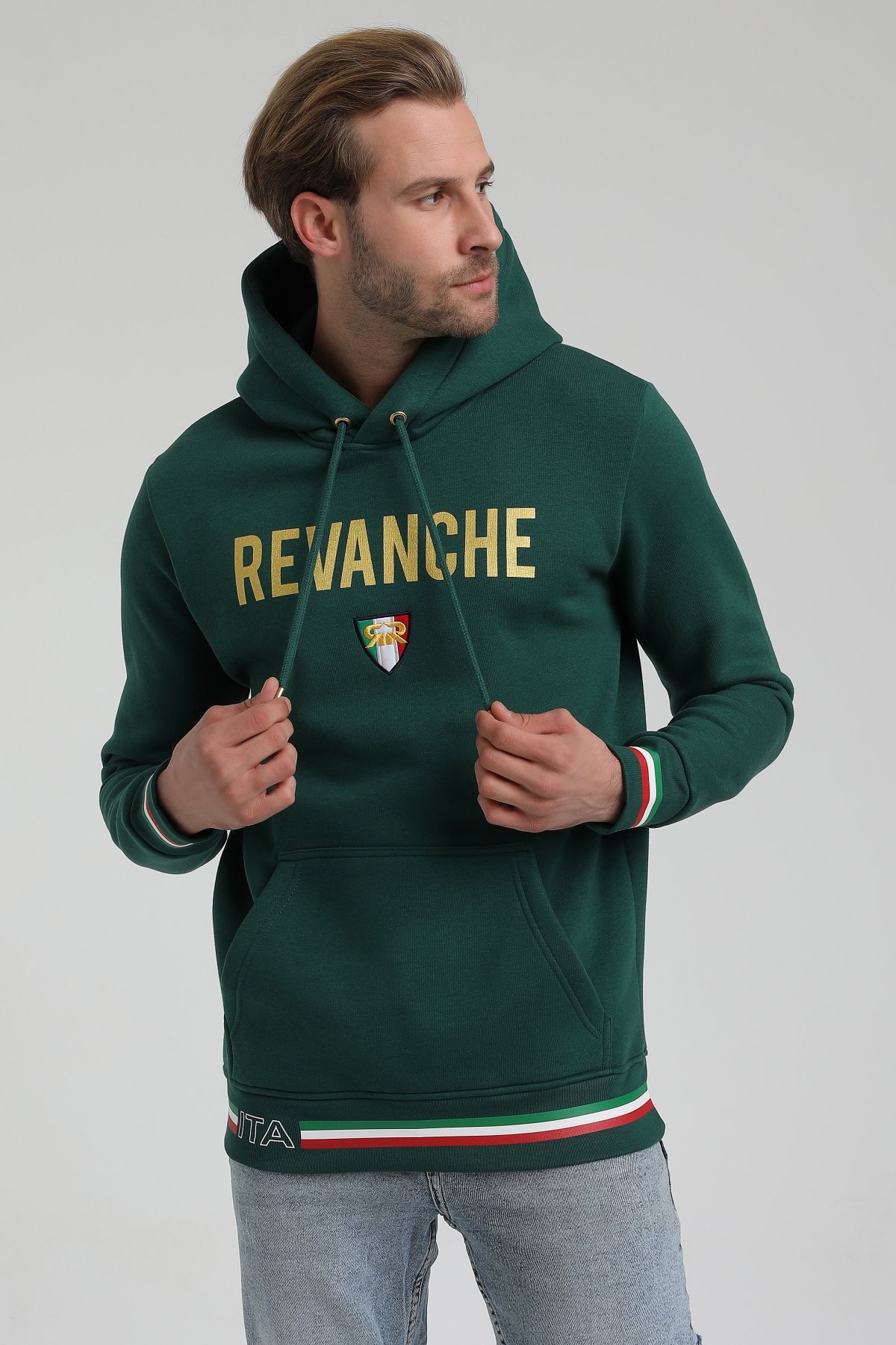 New World Polo Bisiklet Yaka Koyu Yeşil Slim Fit Sweatshirt 22FWM64036