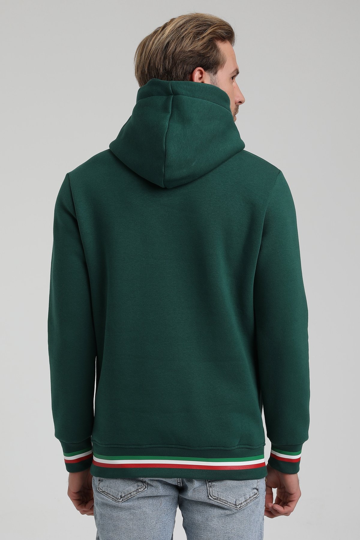 New World Polo Bisiklet Yaka Koyu Yeşil Slim Fit Sweatshirt 22FWM64036