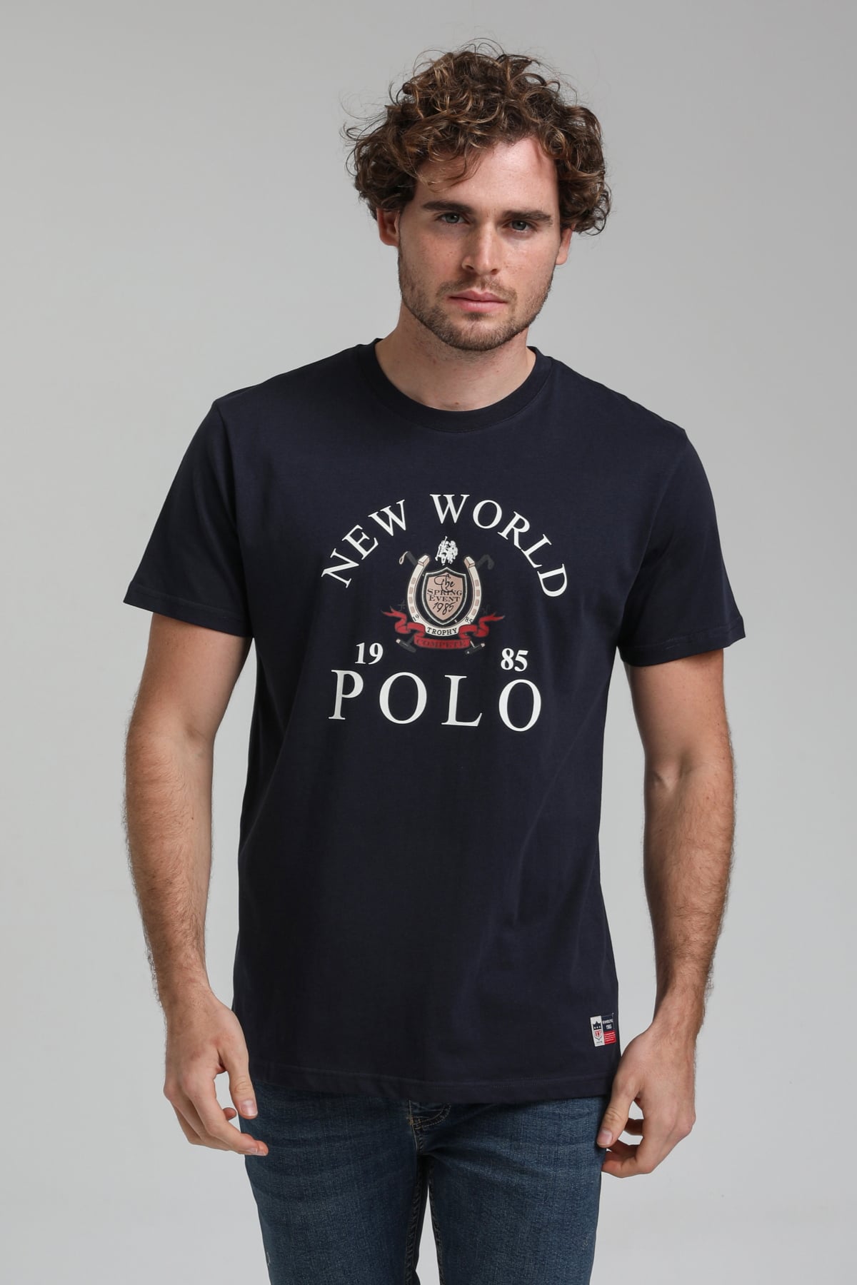 New World Polo Bisiklet Yaka Lacivert Regular Custom Tişört 23SSM20309