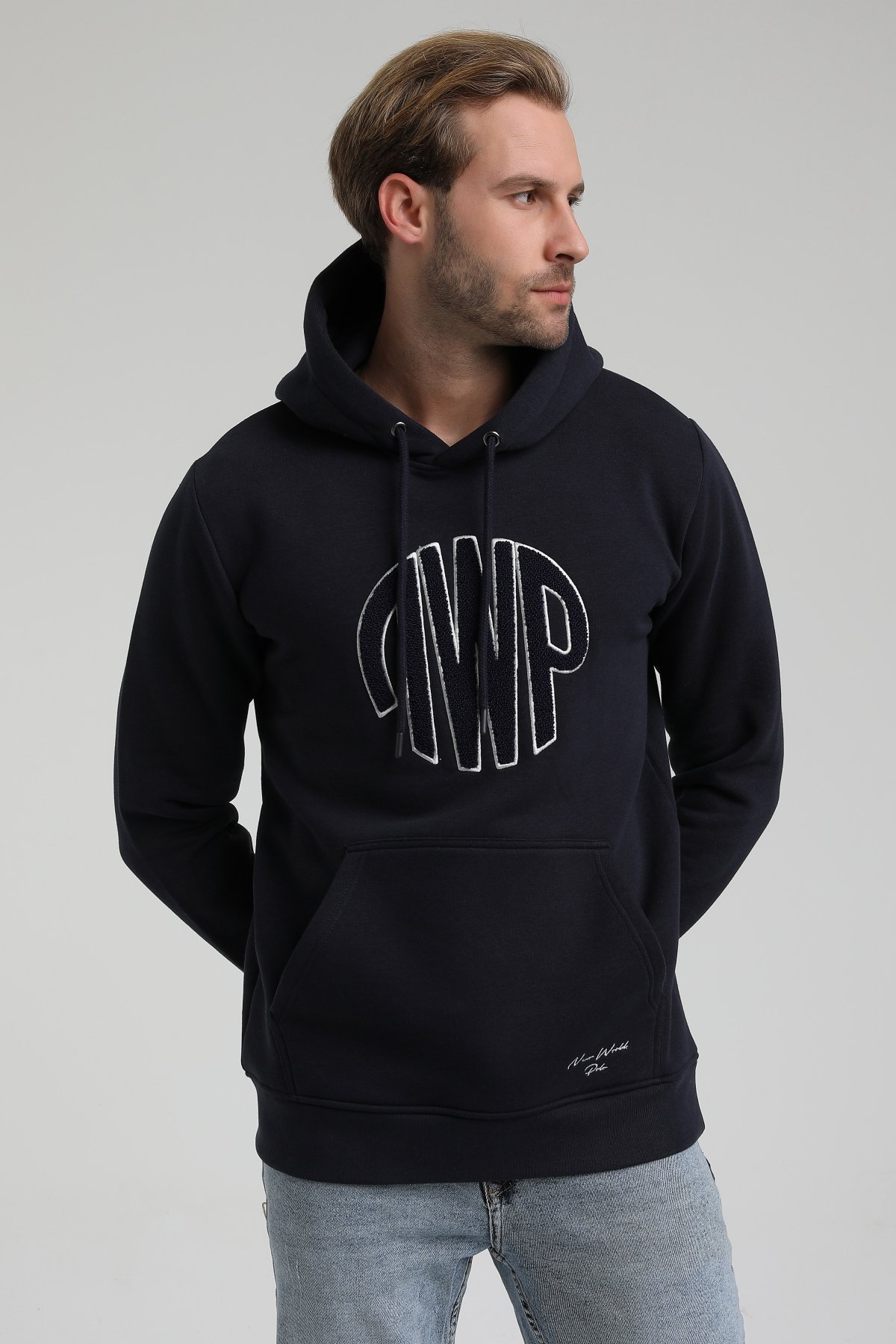 New World Polo Bisiklet Yaka Lacivert Slim Fit Sweatshirt 22FWM64037