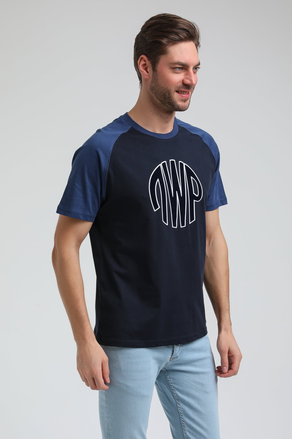 New World Polo Bisiklet Yaka Lacivert Slim Fit Tişört 23SSM20301