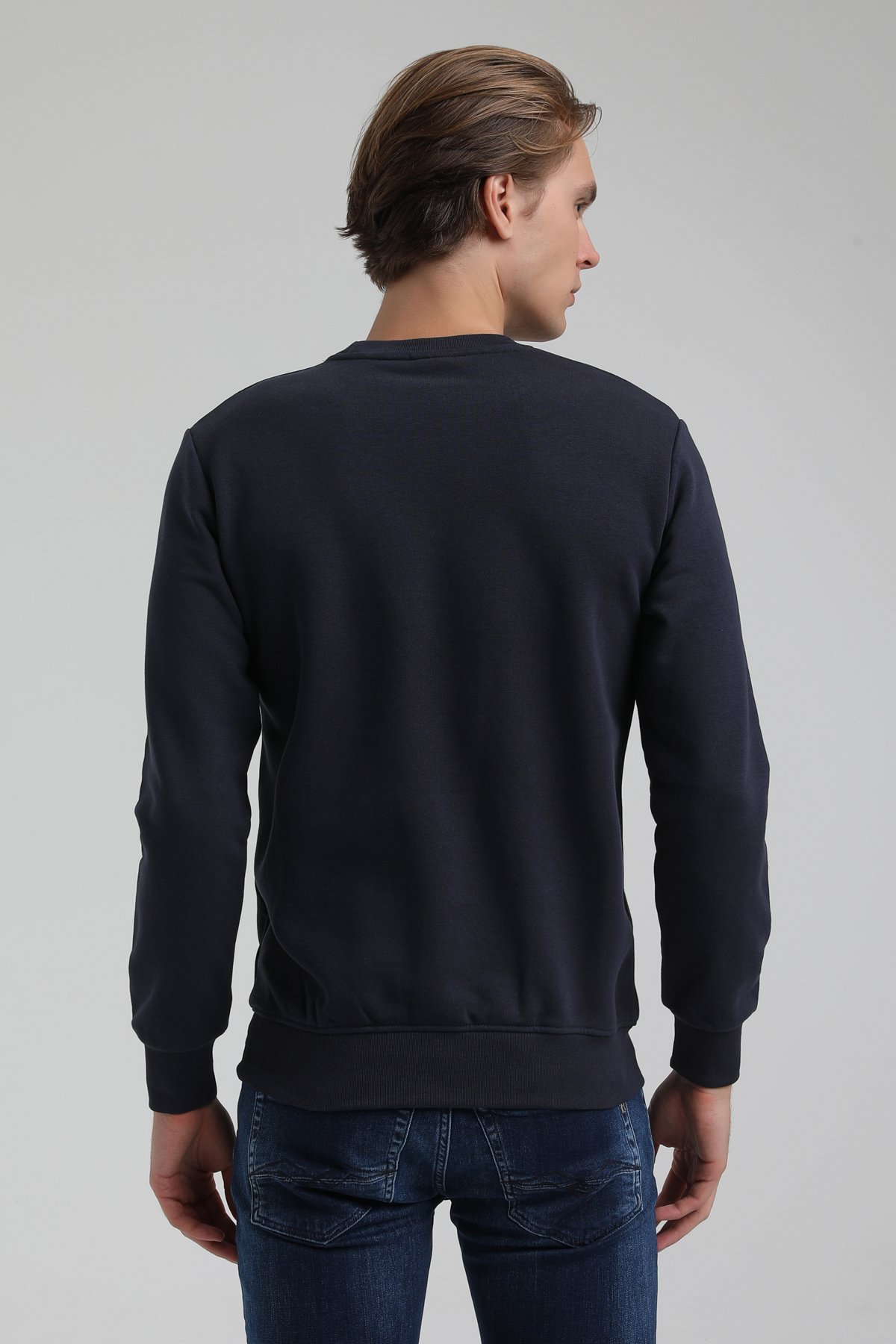 New World Polo Bisiklet Yaka Lacivert Regular Sweatshirt 22FWM60116