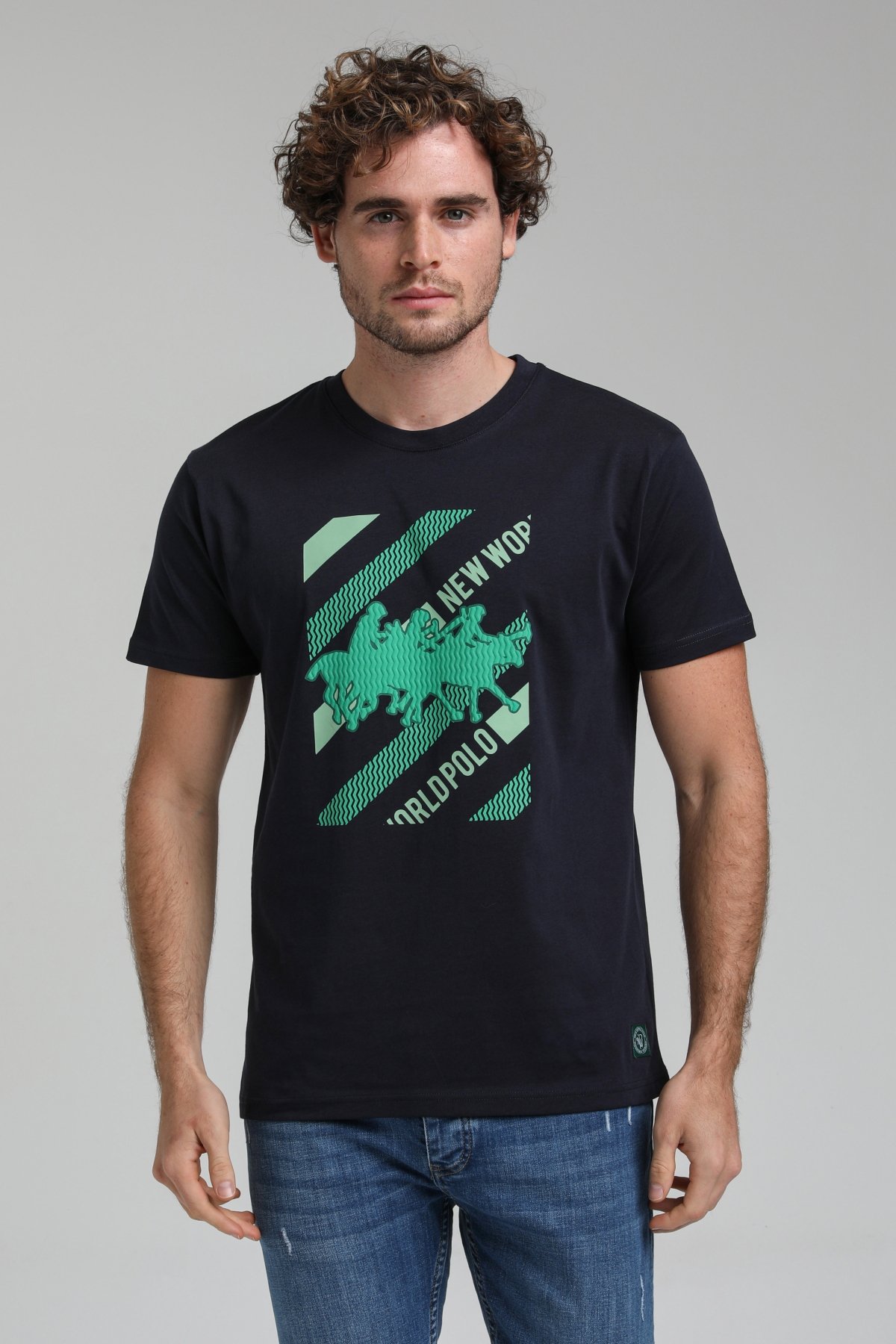 New World Polo Bisiklet Yaka Lacivert Slim Fit Tişört 23SSM20296