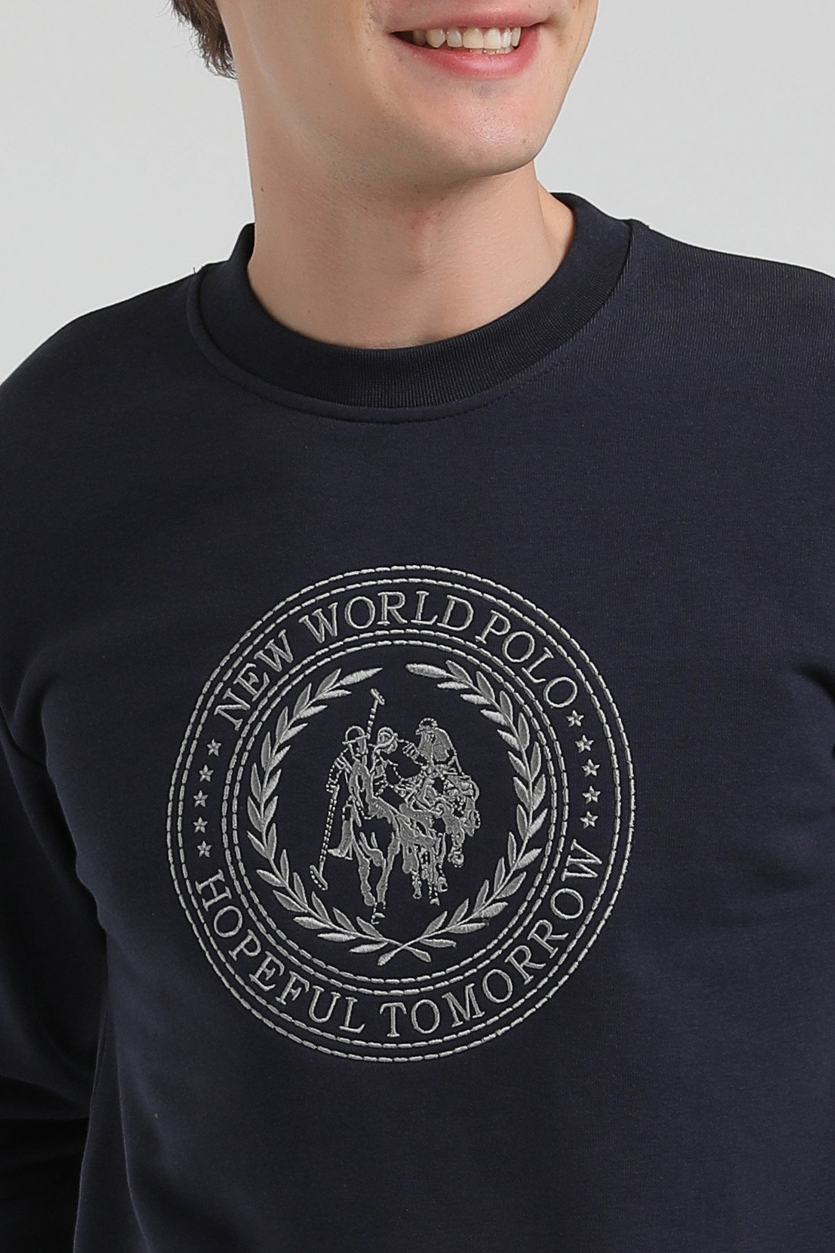 New World Polo Bisiklet Yaka Lacivert Regular Sweatshirt 22FWM60118