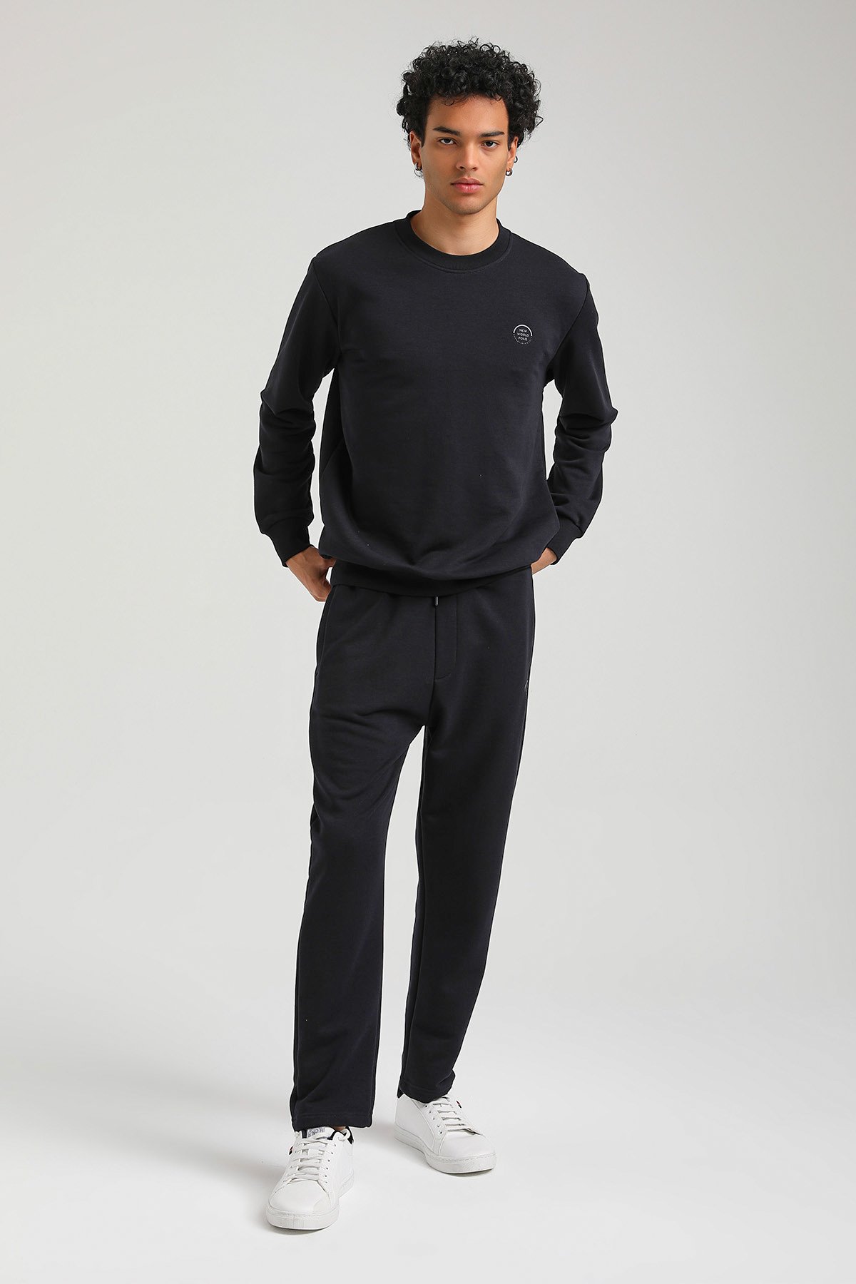 New World Polo Bisiklet Yaka Lacivert Regular Custom Sweatshirt 23FWM60142