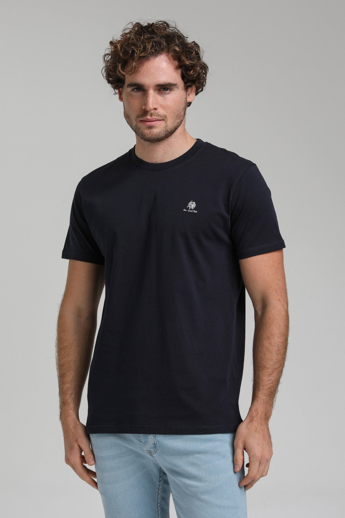 New World Polo Bisiklet Yaka Lacivert Regular Custom Tişört 23SSM20311