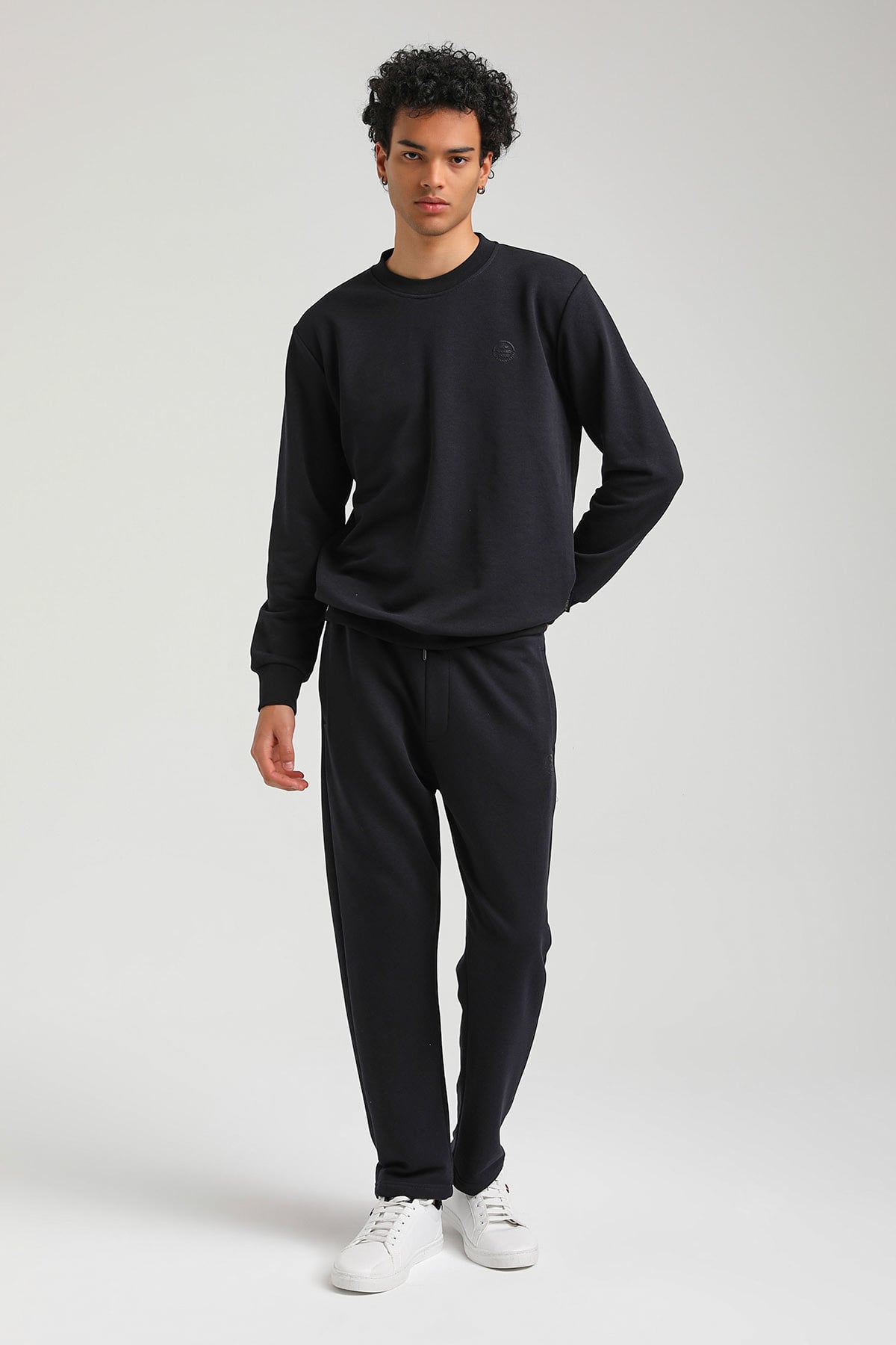 New World Polo Bisiklet Yaka Lacivert Regular Custom Sweatshirt 23FWM60142