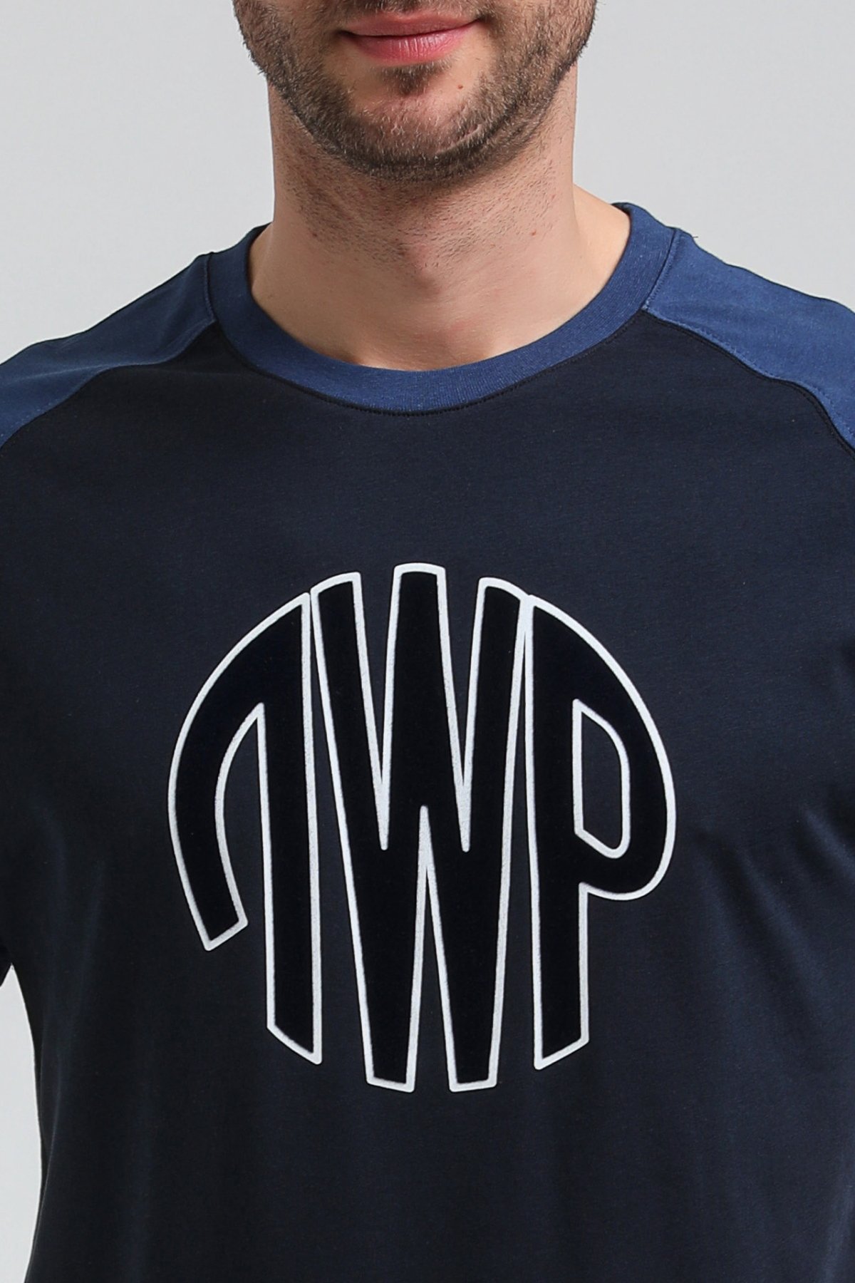 New World Polo Bisiklet Yaka Lacivert Slim Fit Tişört 23SSM20301