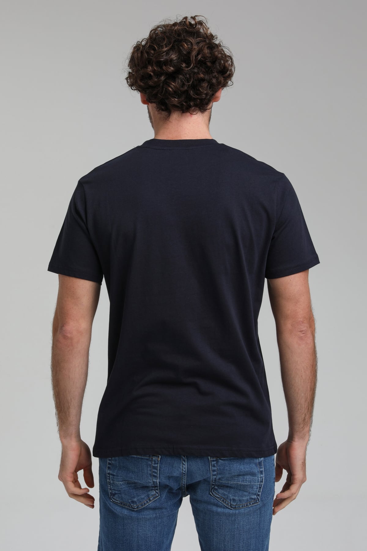 New World Polo Bisiklet Yaka Lacivert Regular Custom Tişört 23SSM20285