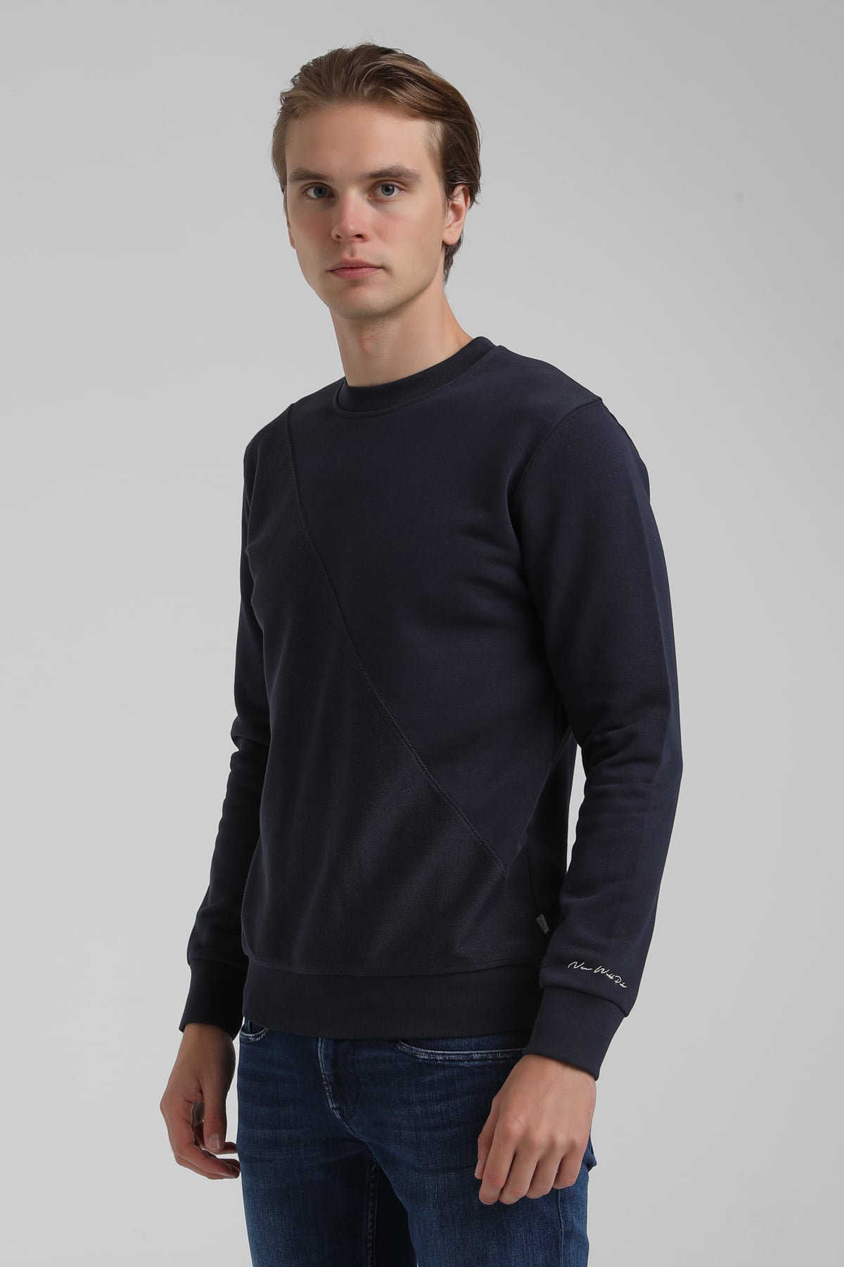 New World Polo Bisiklet Yaka Lacivert Regular Sweatshirt 22FWM60125
