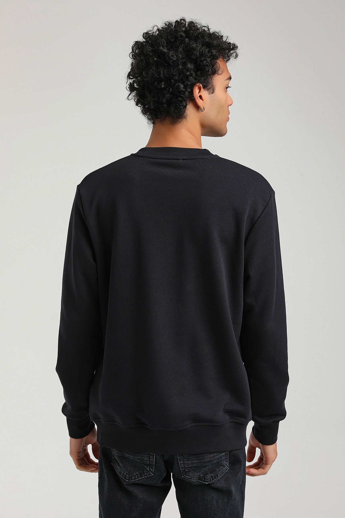 New World Polo Bisiklet Yaka Lacivert Slim Fit Sweatshirt 23FWM60156