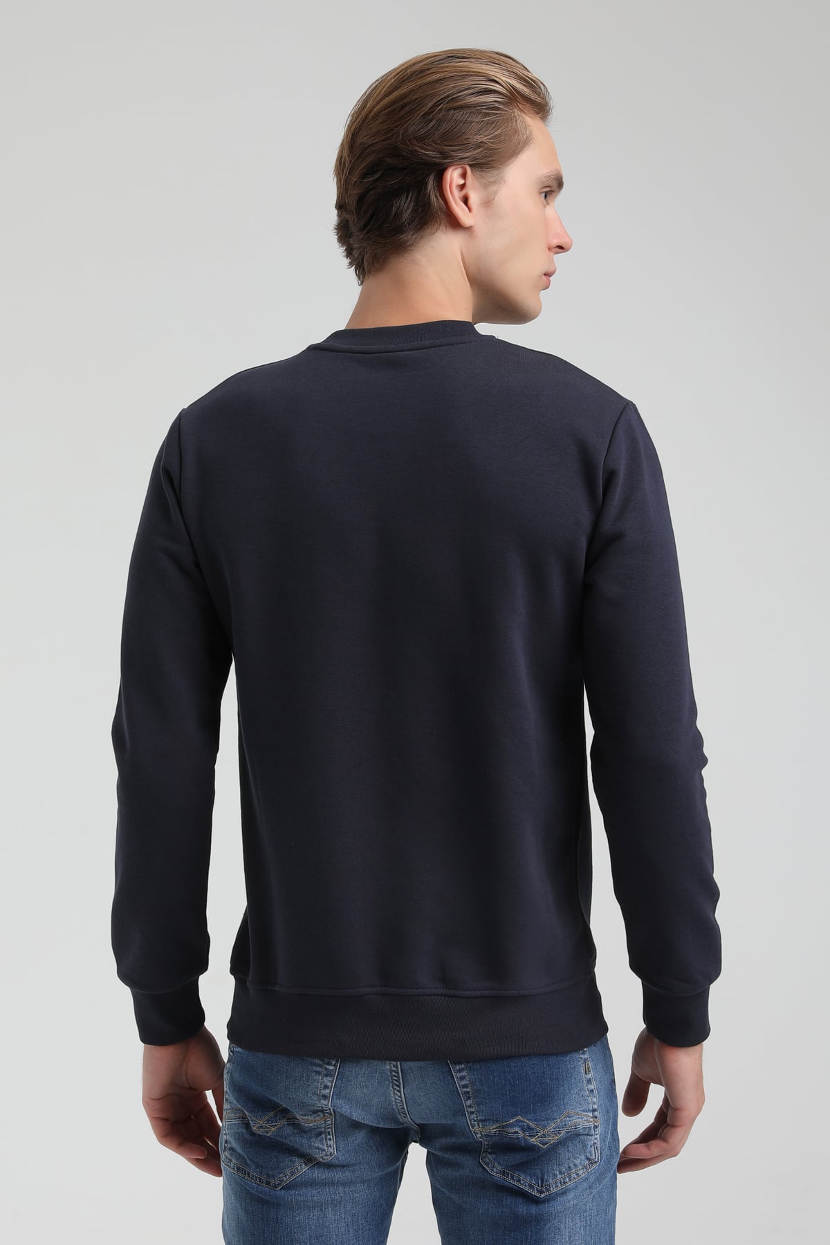 New World Polo Bisiklet Yaka Lacivert Regular Sweatshirt 22FWM60118